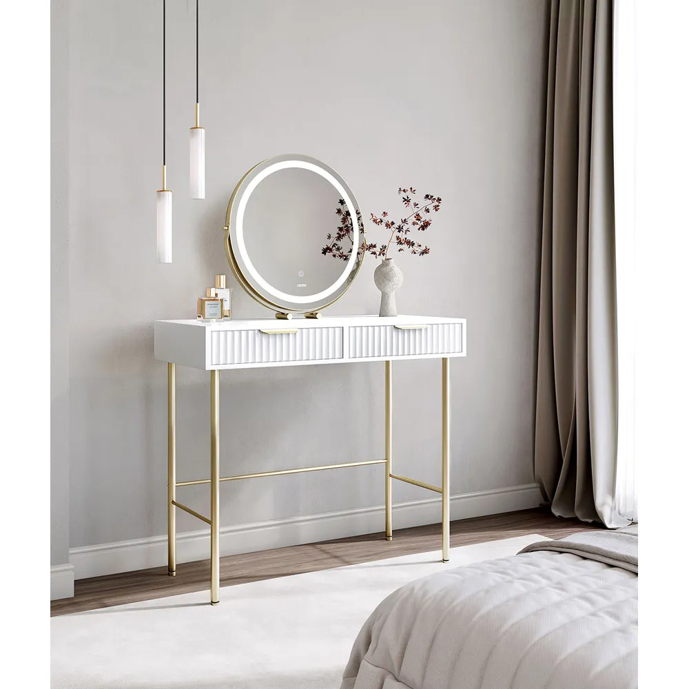 CARME Home Round Touch Sensor LED Mirror - Gold