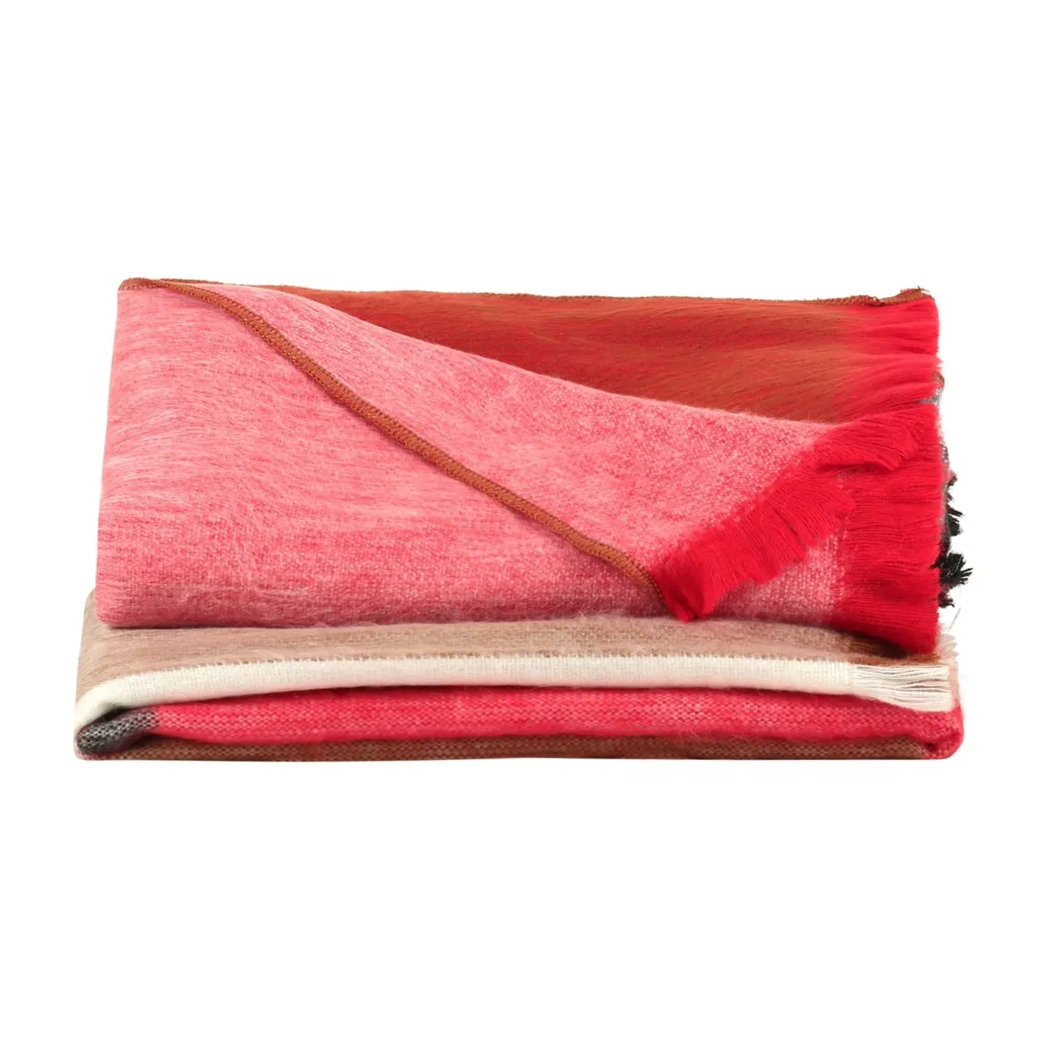 Blocked Plaid Throw - Red/Black, Alpaca Wool