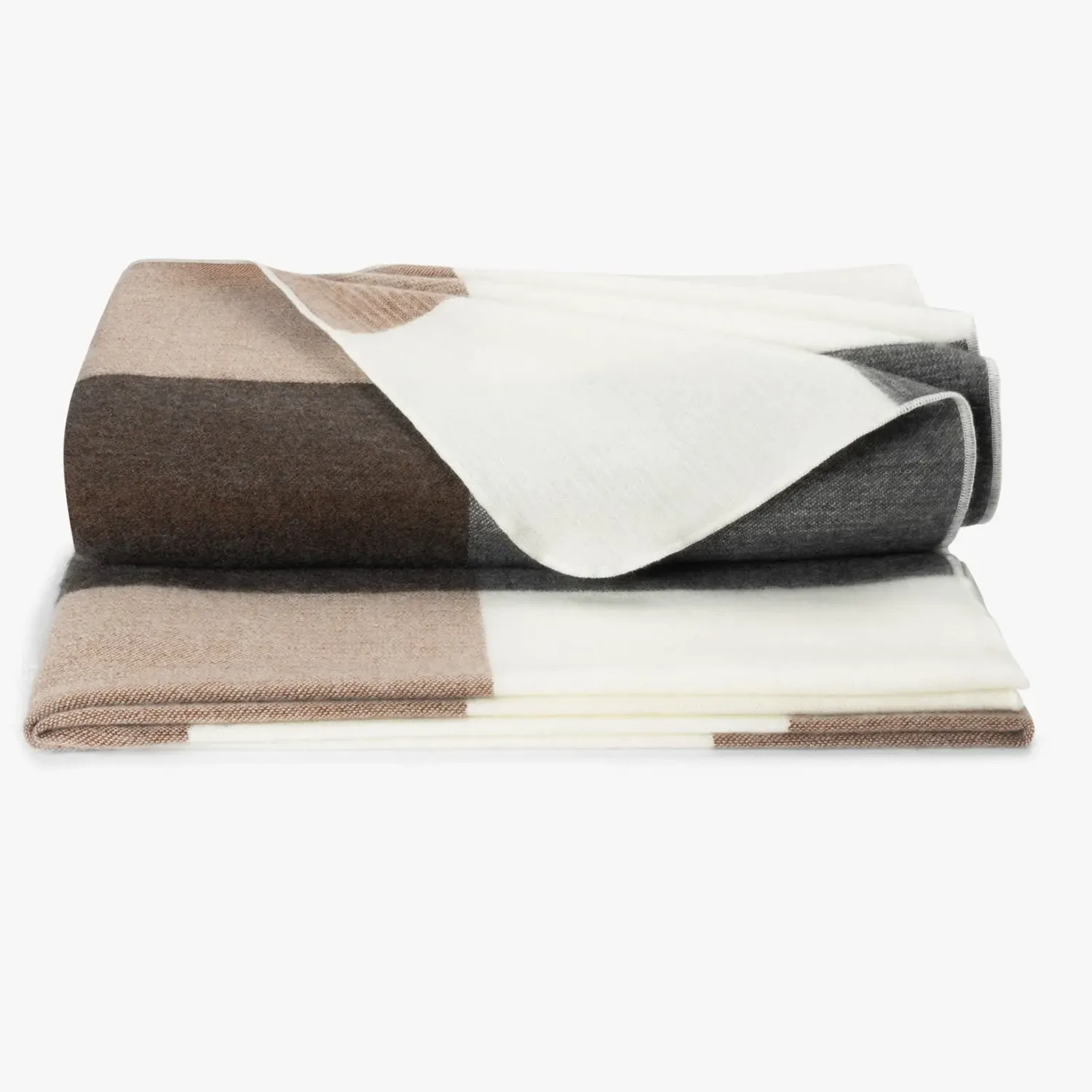 Native Blocked Plaid Throw - Black, Alpaca Wool