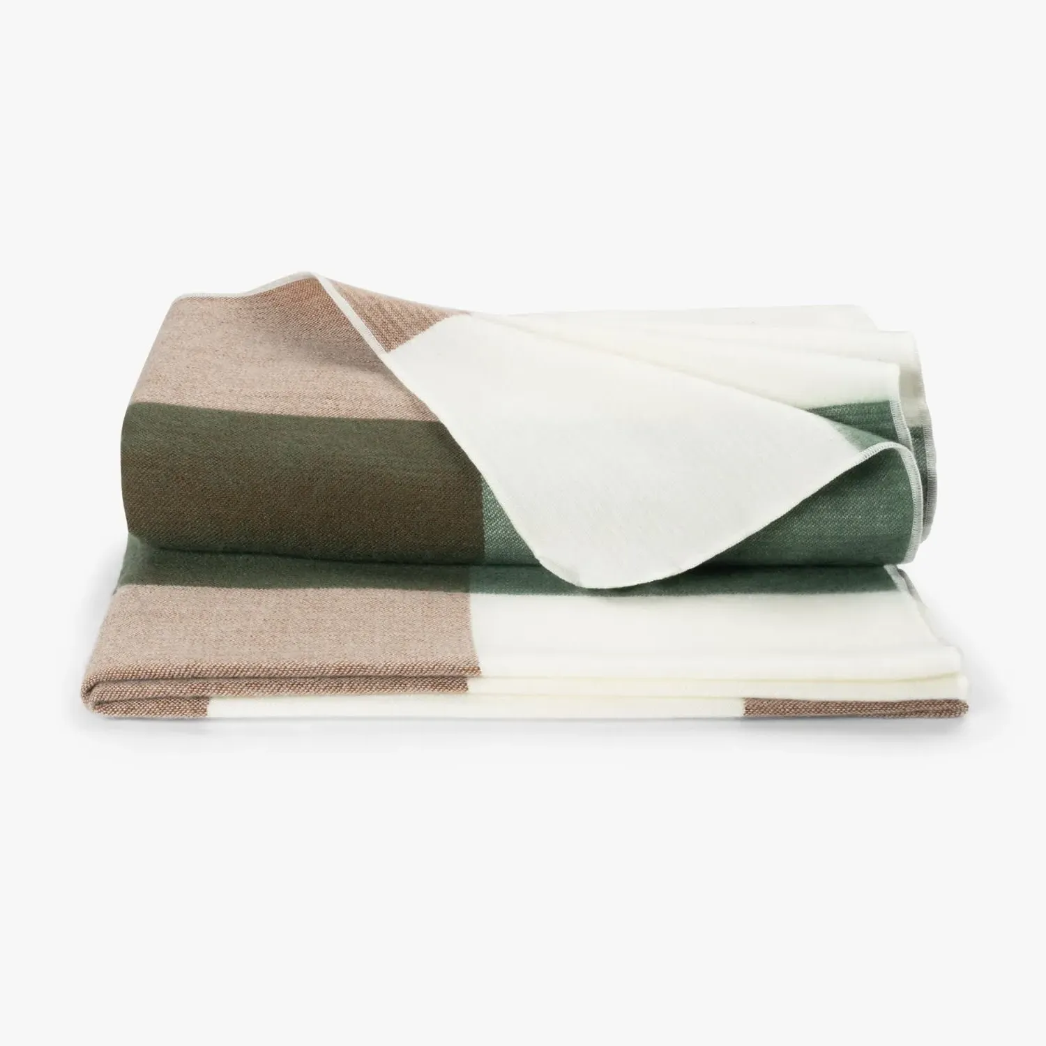 Native Blocked Plaid Throw - Green, Alpaca Wool