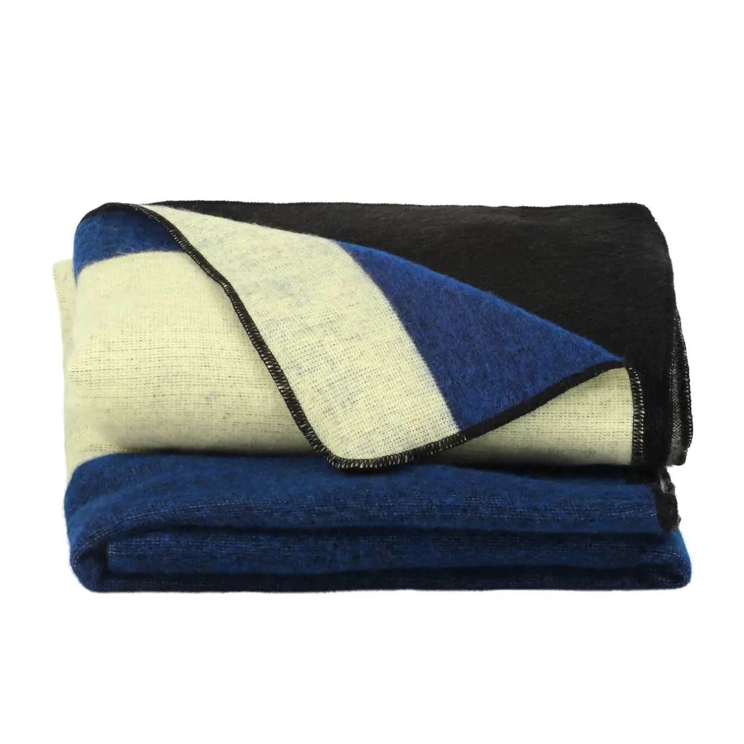 Native Square Plaid Throw - Blue, Alpaca Wool