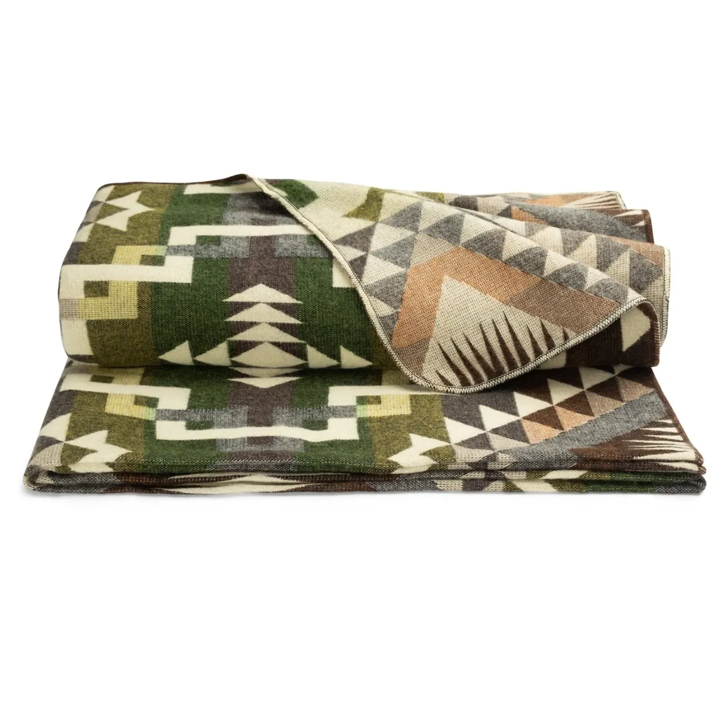 Native Throw Blanket - Green, Alpaca Wool