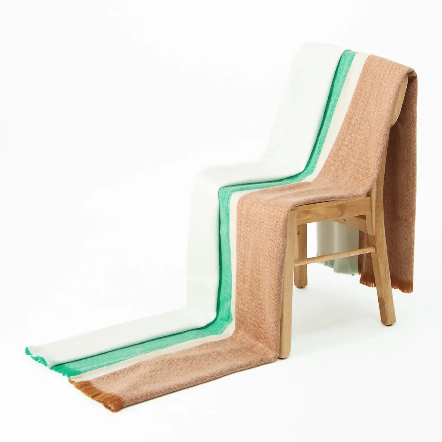 Plaid Striped Throw Blanket - Green, Alpaca Wool image