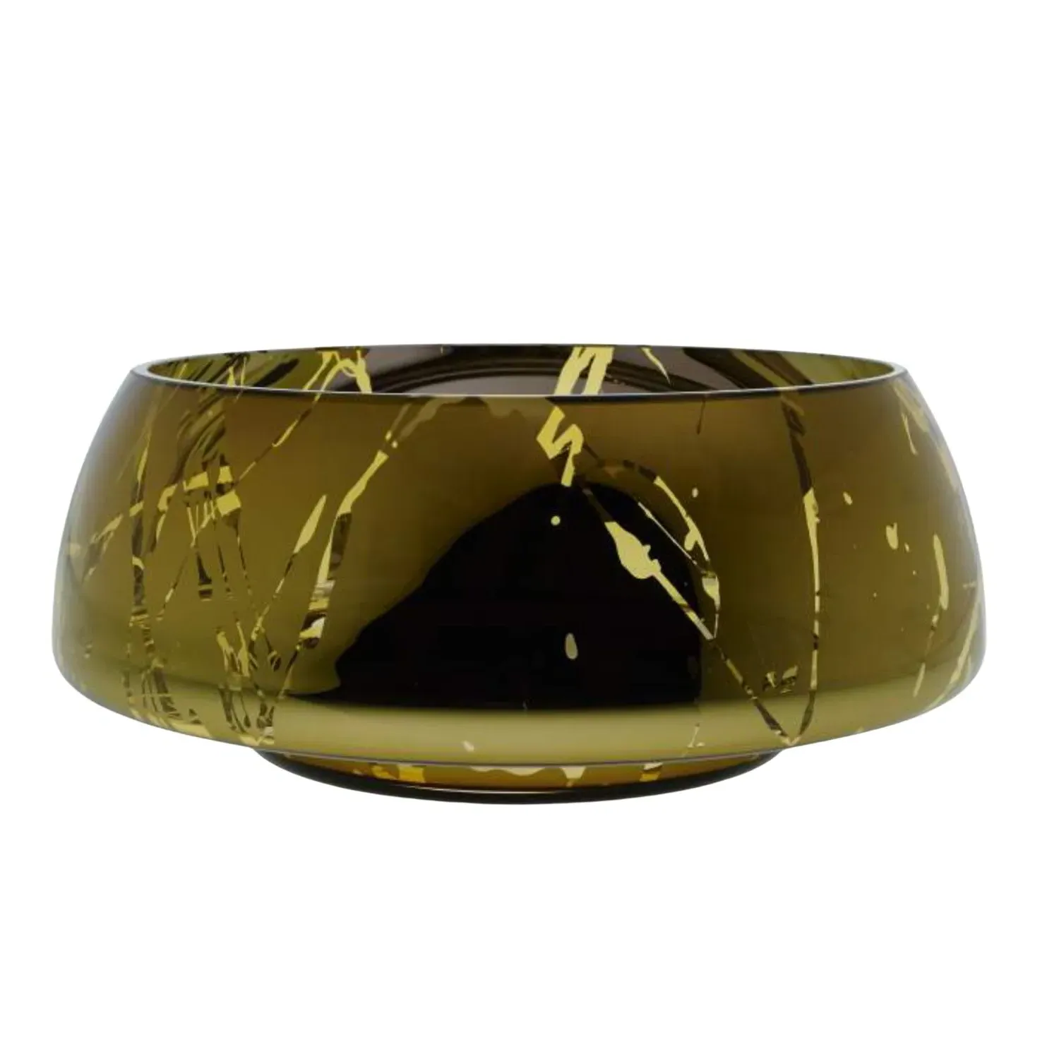 Deco Jazz Large Splashed Bowl - Gold, Glass