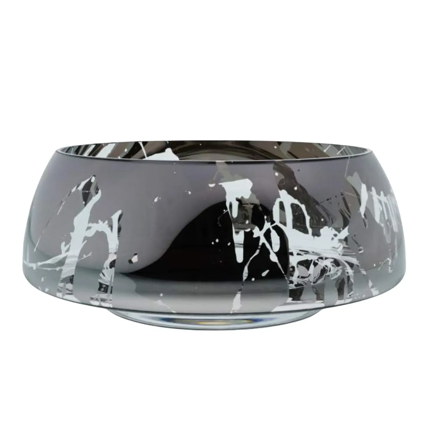 Deco Jazz Large Splashed Bowl - Silver, Glass