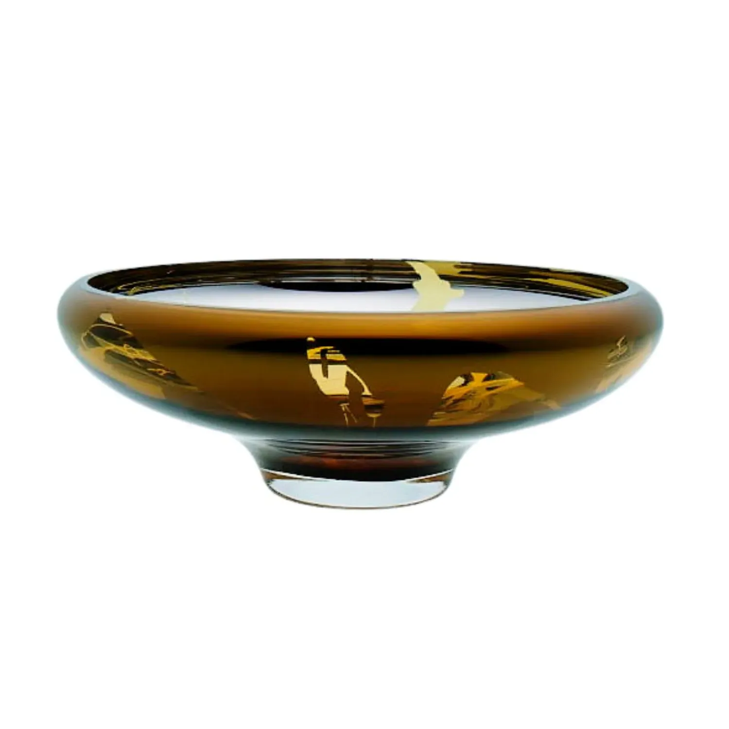 Deco Large Splashed Bowl - Yellow/Gold, Glass image