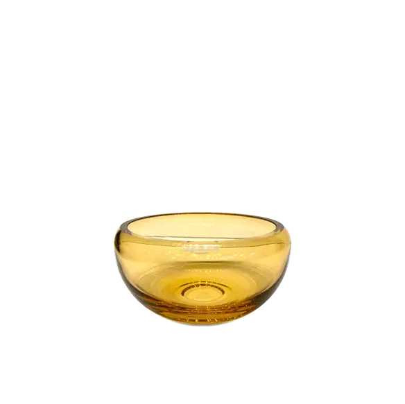 Small Round Amber Bowl - Yellow, Glass image