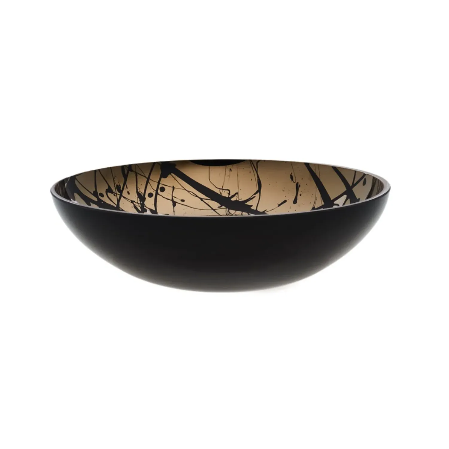 Titan Flat Splashed Bowl - Gold/Black, Glass
