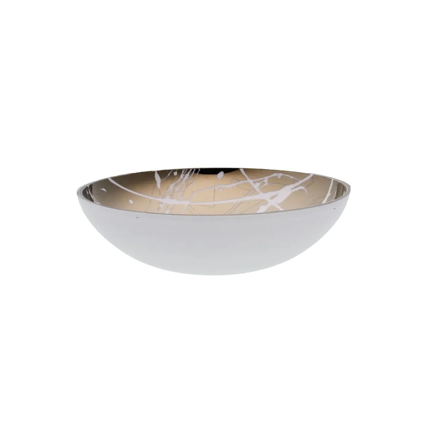 Titan Flat Splashed Bowl - Gold/White, Glass