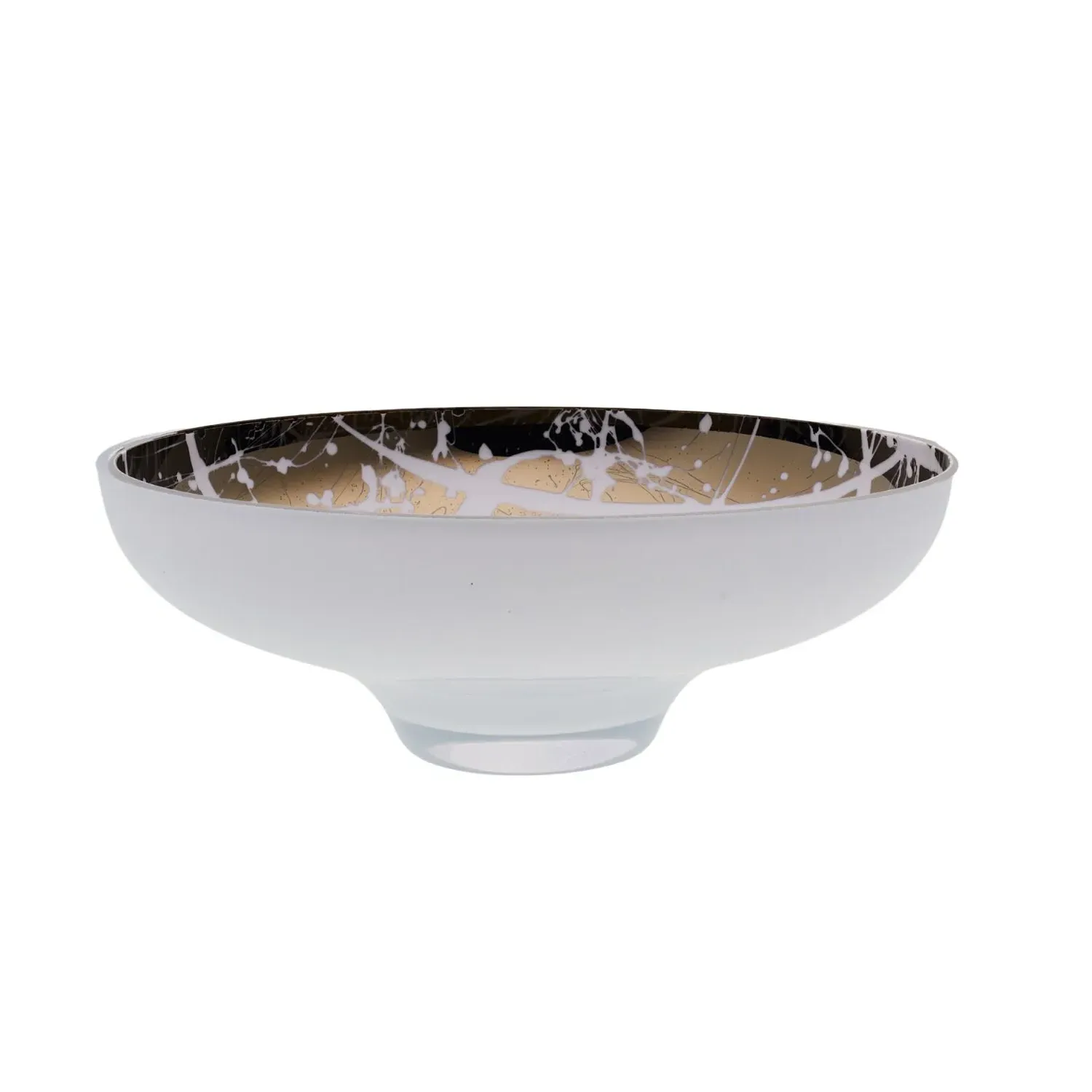 Titan Large Splashed Bowl - White, Titanium Glass