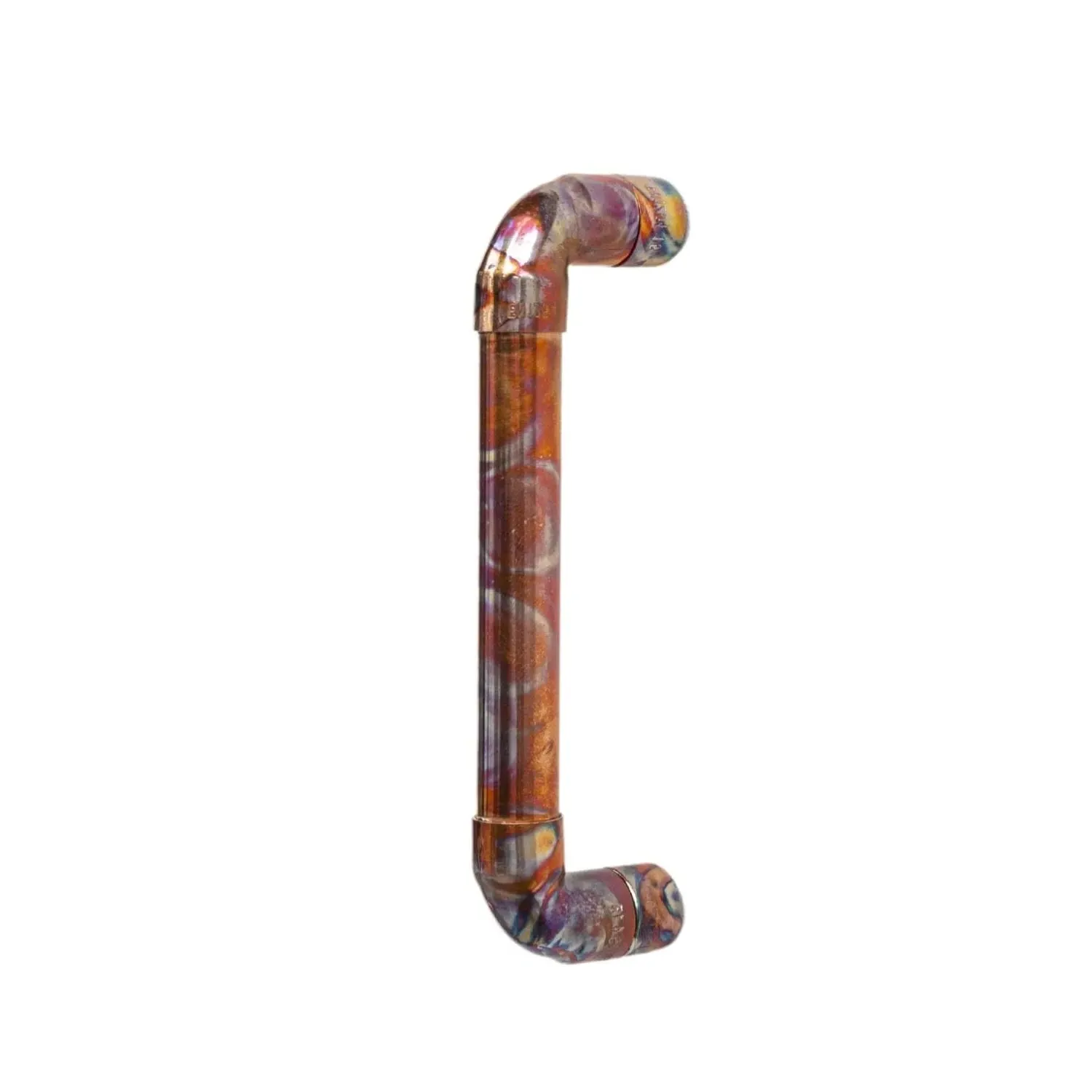 Copper Door Handle with Rainbow Patina - Brown