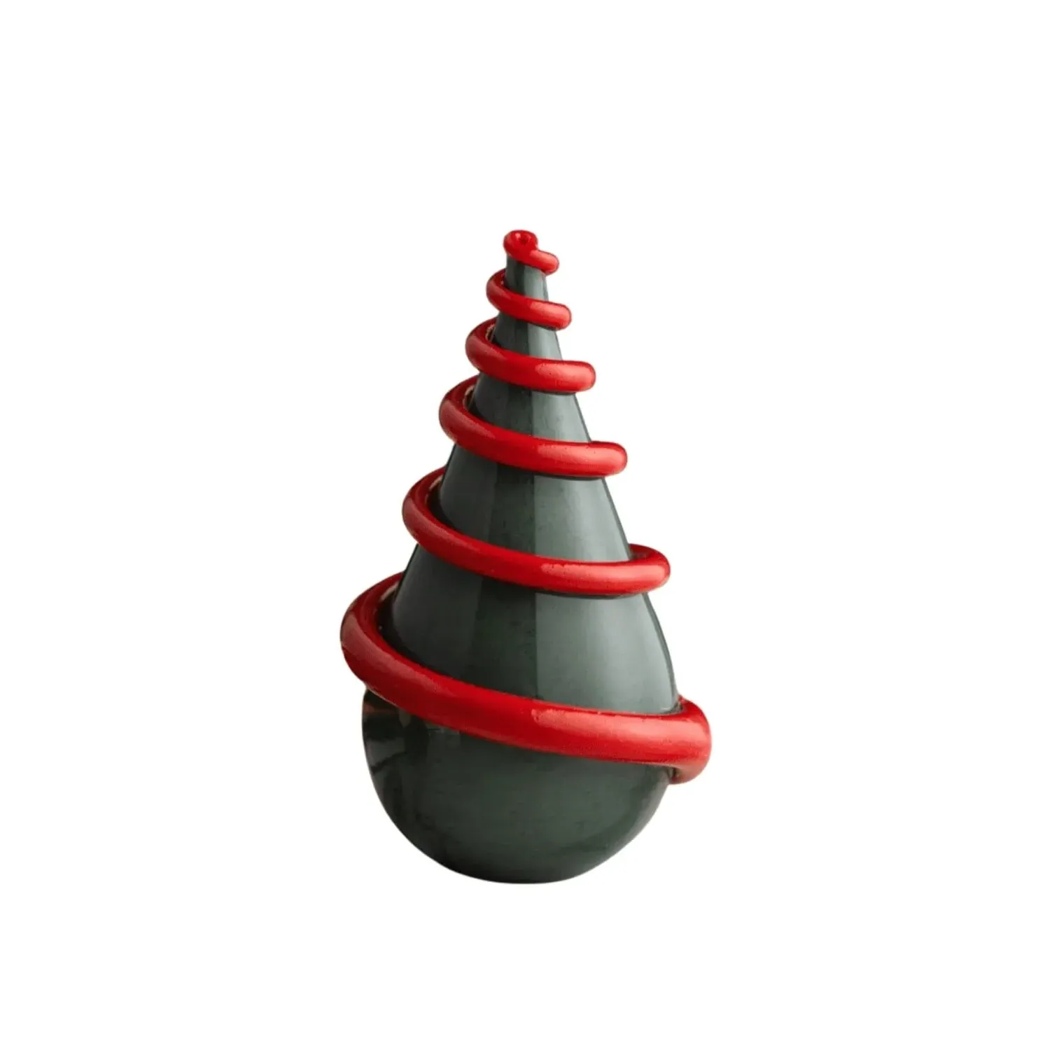Hand-Blown Glass Christmas Tree Sculpture - Green, Red