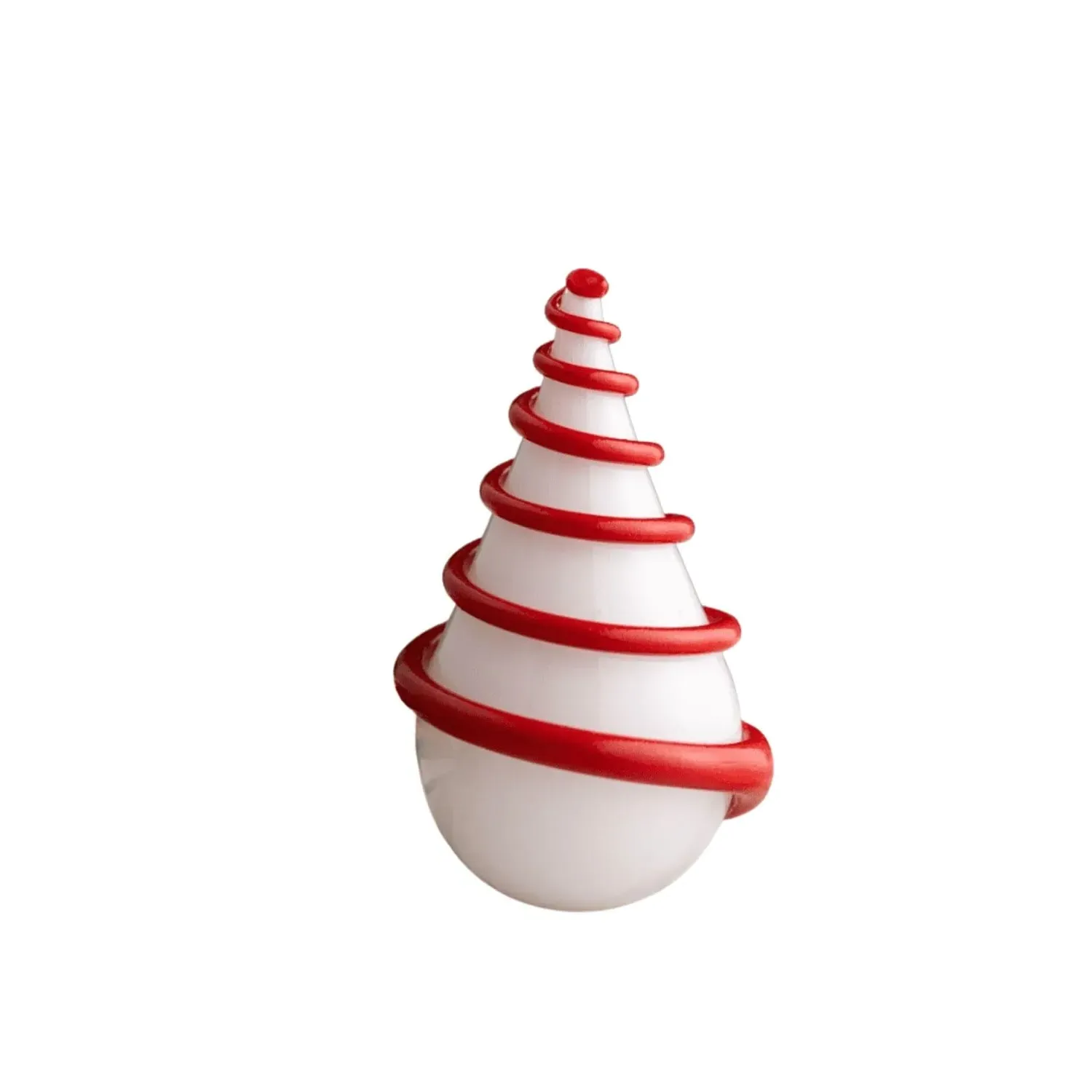 Hand-Blown Glass Christmas Tree Sculpture - White, Red
