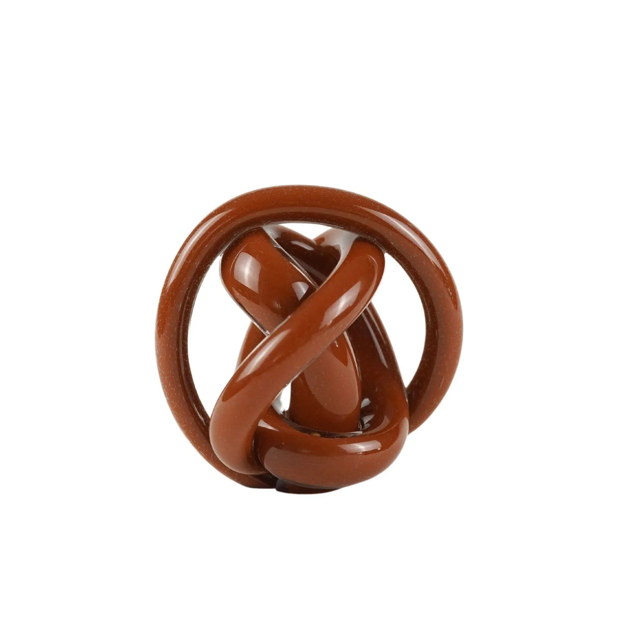 Hand-Blown Glass Knot Decorative Object - Brown image