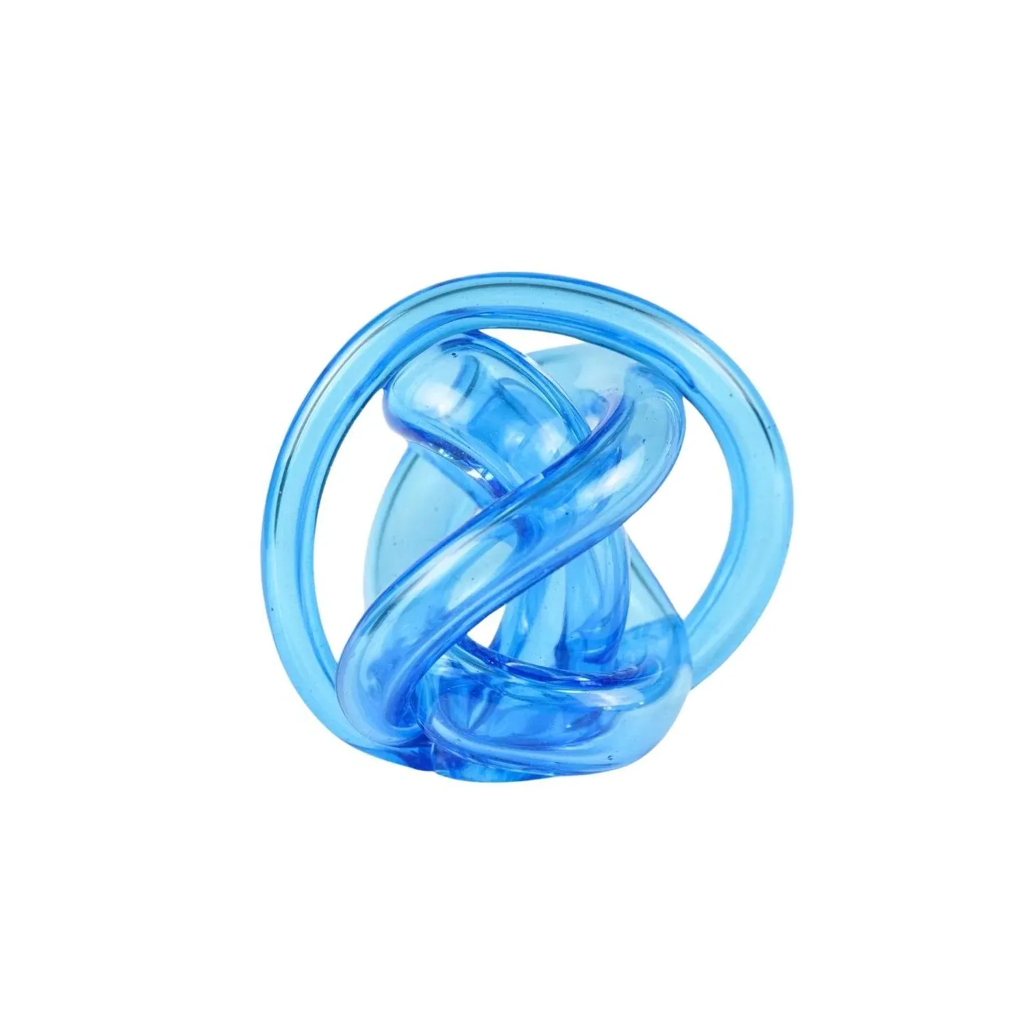Hand-Blown Glass Knot Sculpture - Blue