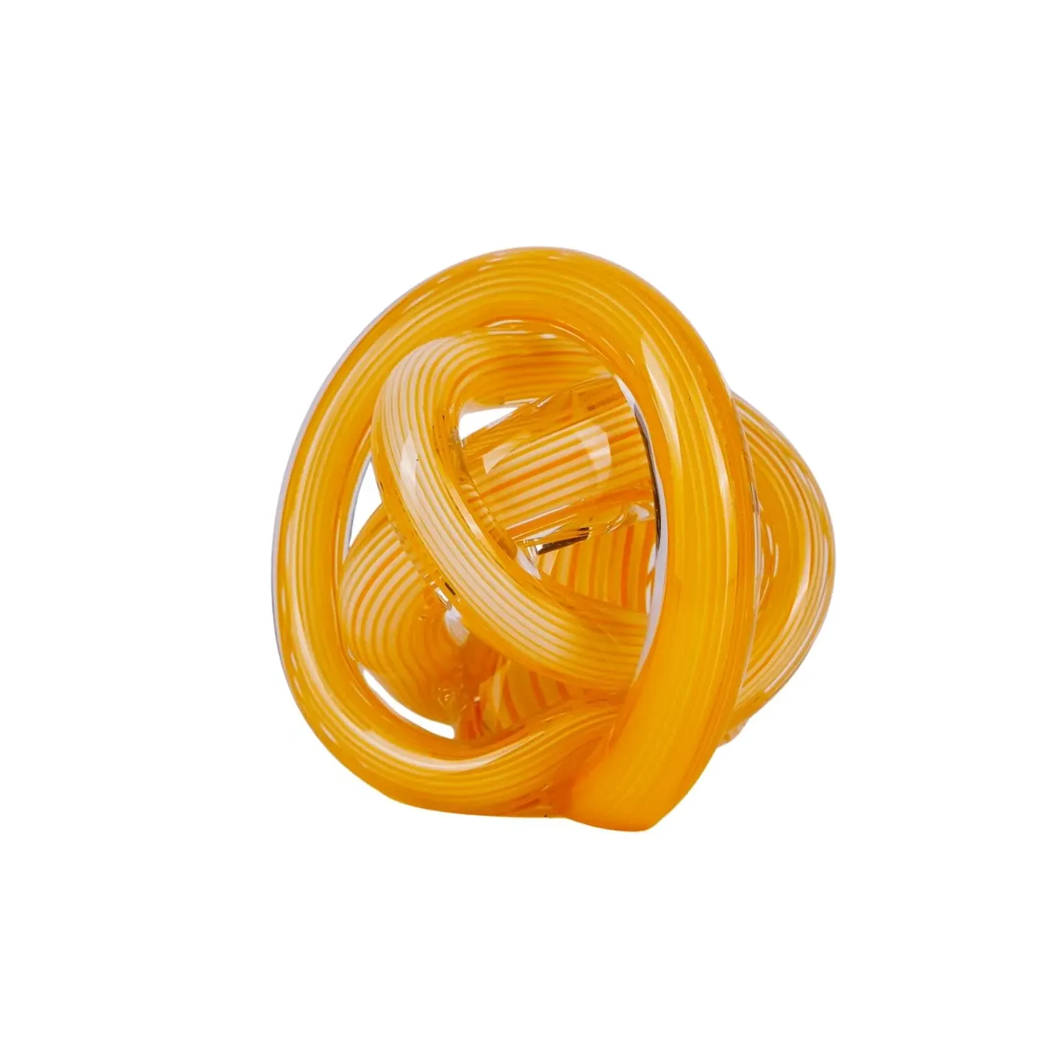 Hand-Blown Glass Knot Sculpture - Orange