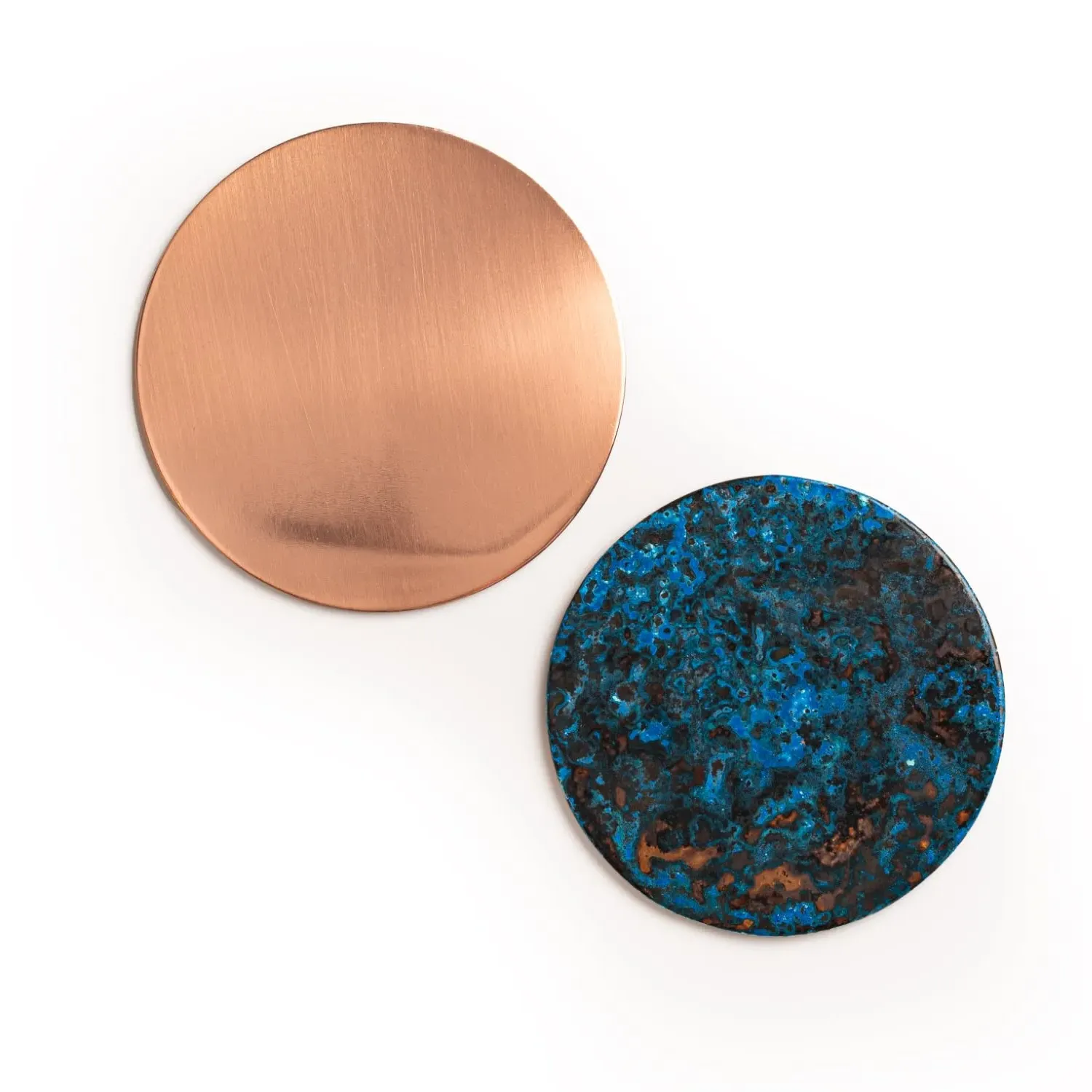 Handcrafted Copper Coaster Set - Blue, Rose Gold image