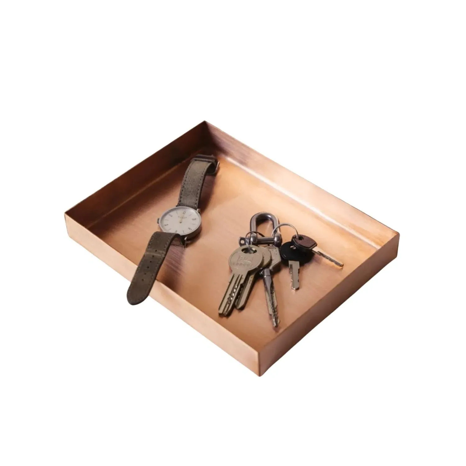 Handcrafted Solid Copper Tray - Brown