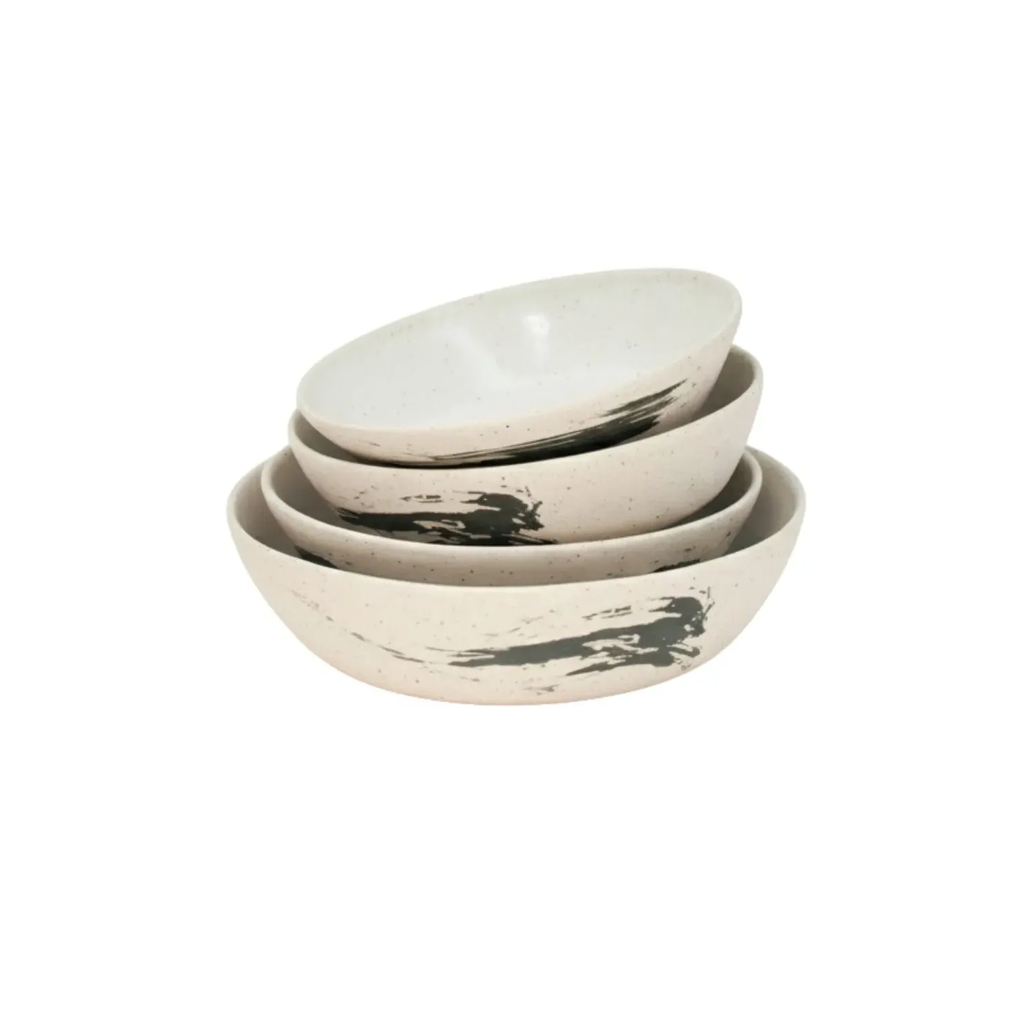 Hic Ceramics Set of Three Snow White Snack Bowls - White