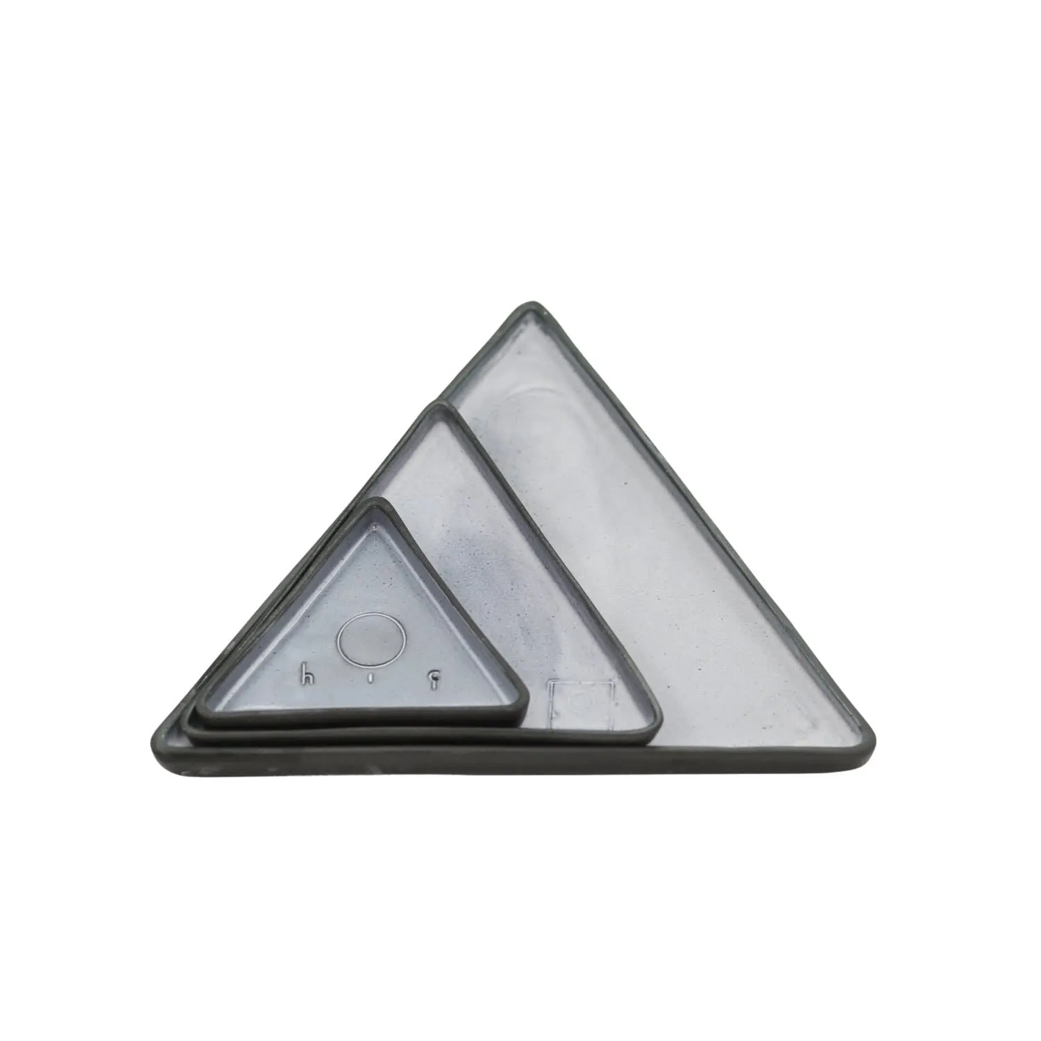 Hic Ceramics Set of Three Triangle Plates - Grey