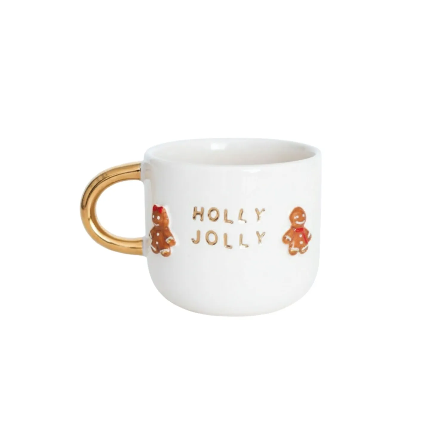 Holly Gingerbread Handmade Ceramic Mug - White