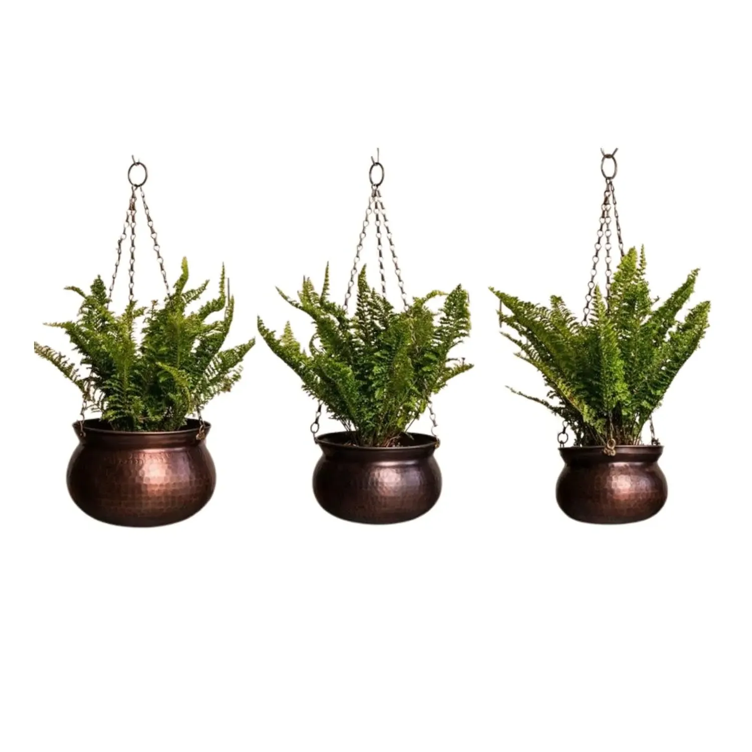 Set of 3 Hanging Planter Bowls - Brown, Copper image
