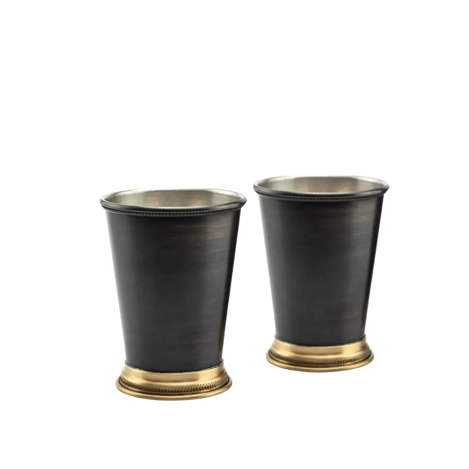 Set of Two Dark Copper Cups with Golden Detailing - Black image