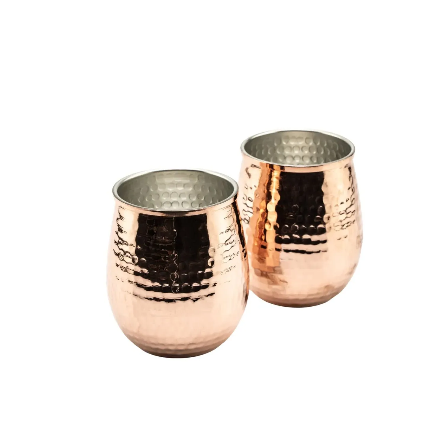 Set of Two Hammered Copper Tumblers - Brown image