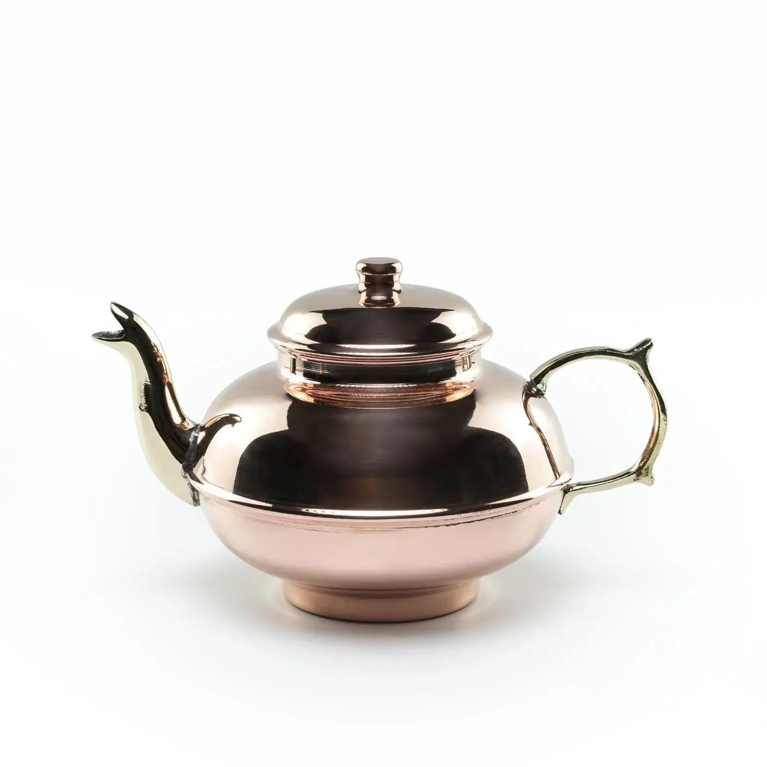 Solid Copper Herbal Teapot with Brass Handle - Rose Gold image