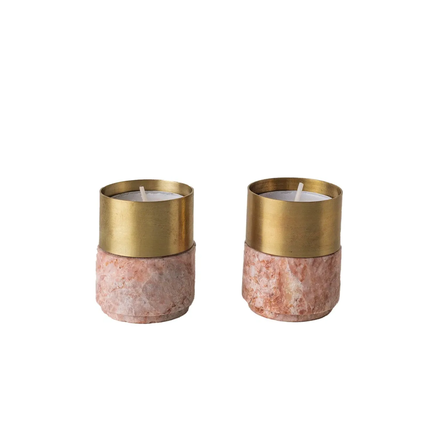 Brass Candle Holder - Rose Gold, Marble