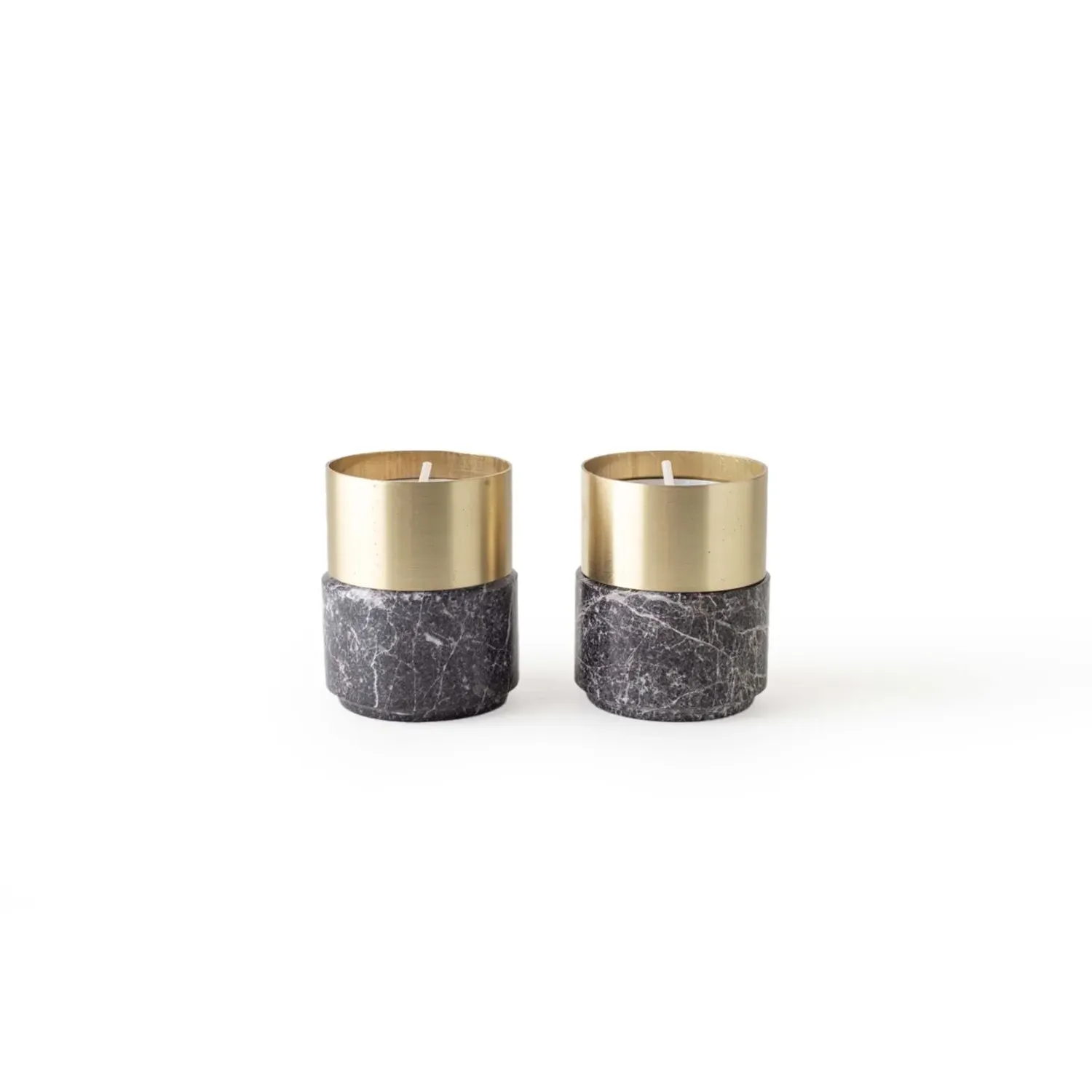 Brass Candle Holders - Black, Marble image