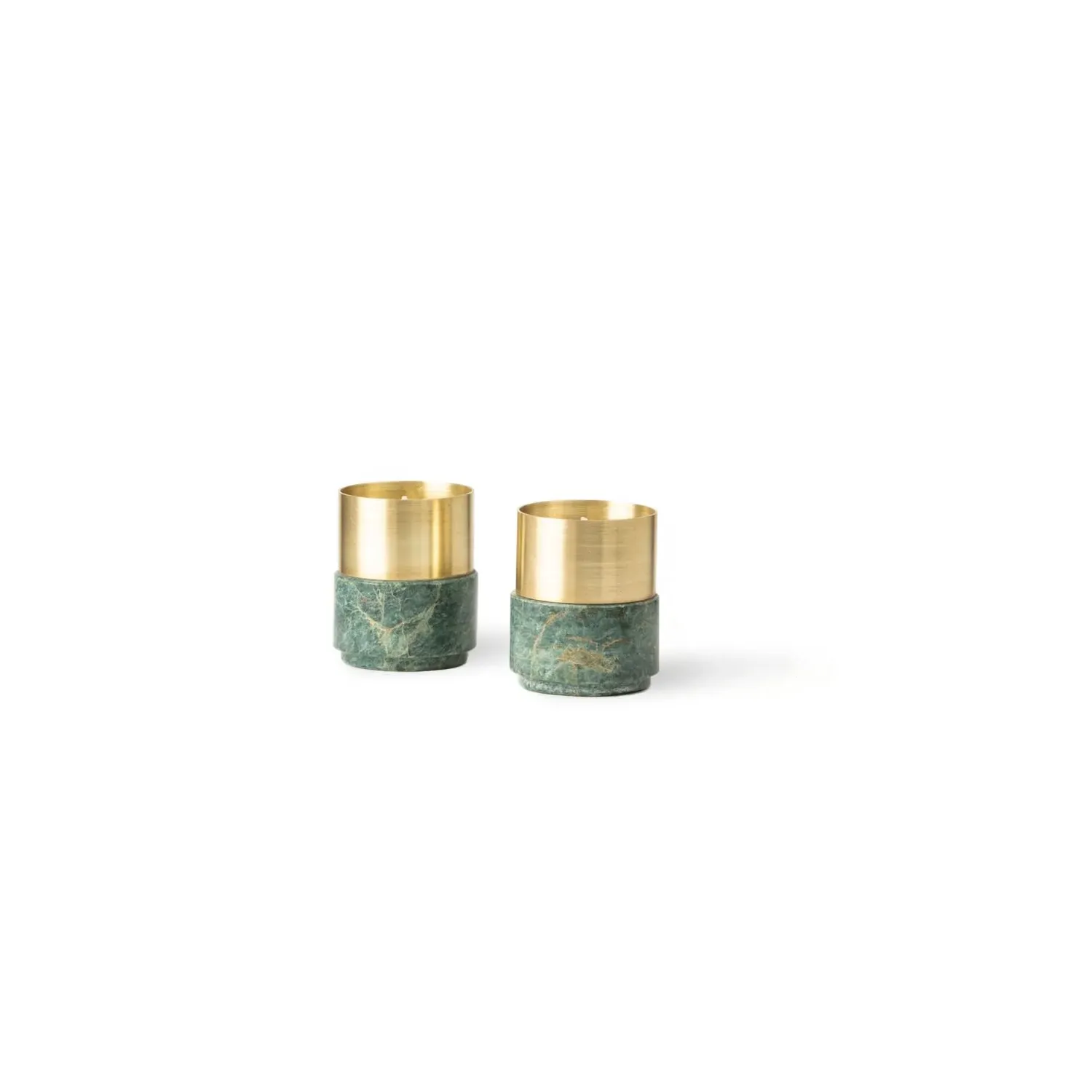 Brass Candle Holders - Green, Marble image