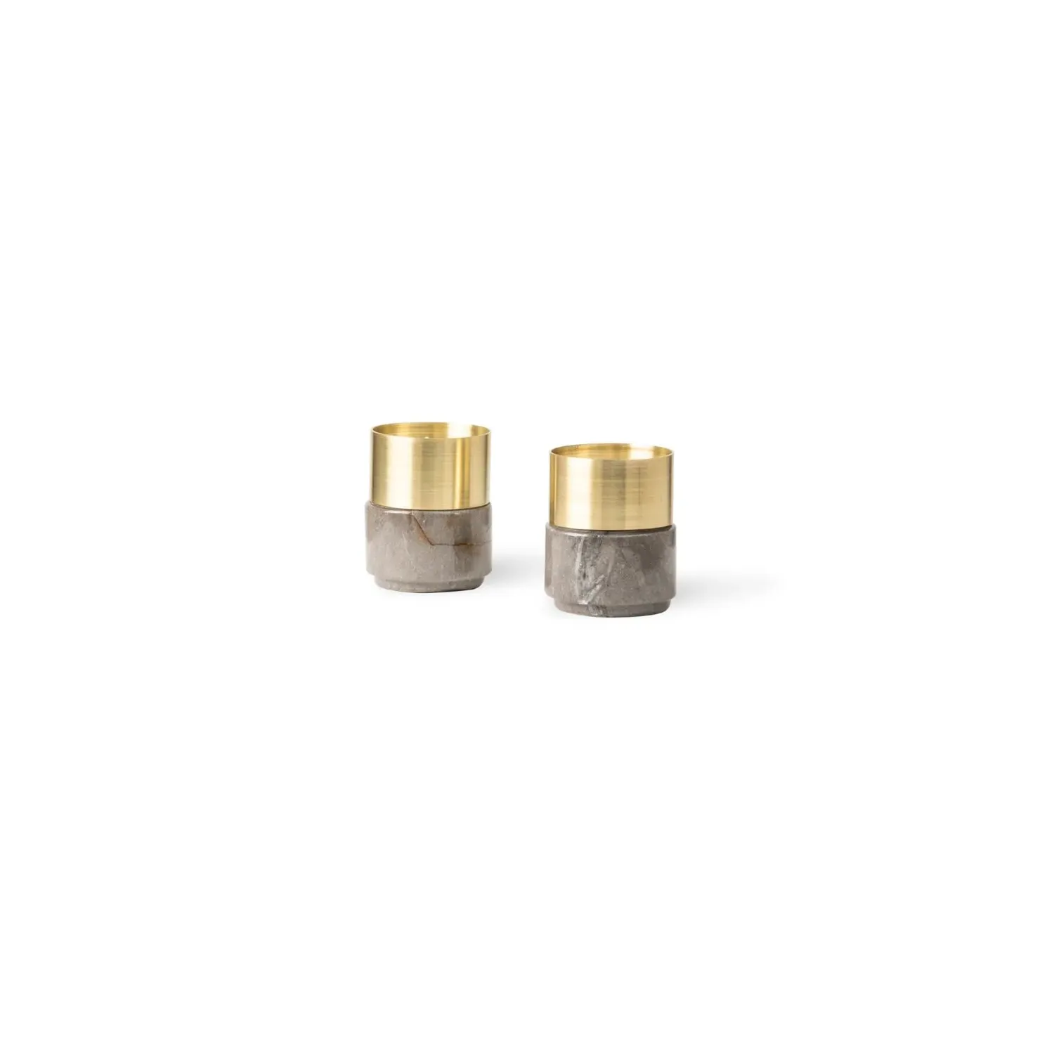 Brass Candle Holders - Grey, Marble