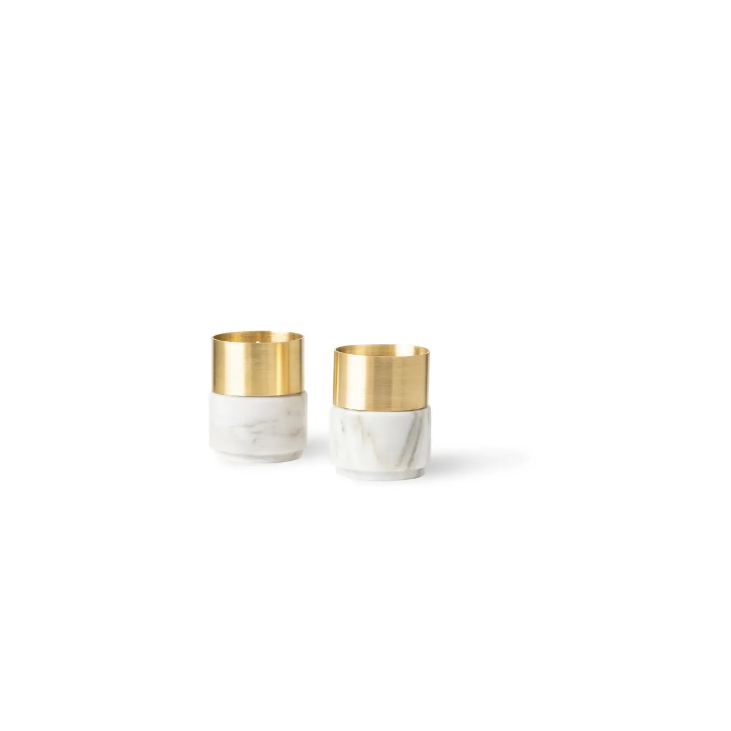 Brass Candle Holders - White, Marble image