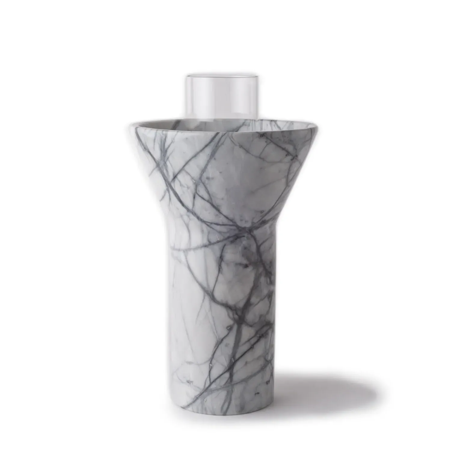 Lantern Vase - White, Marble image