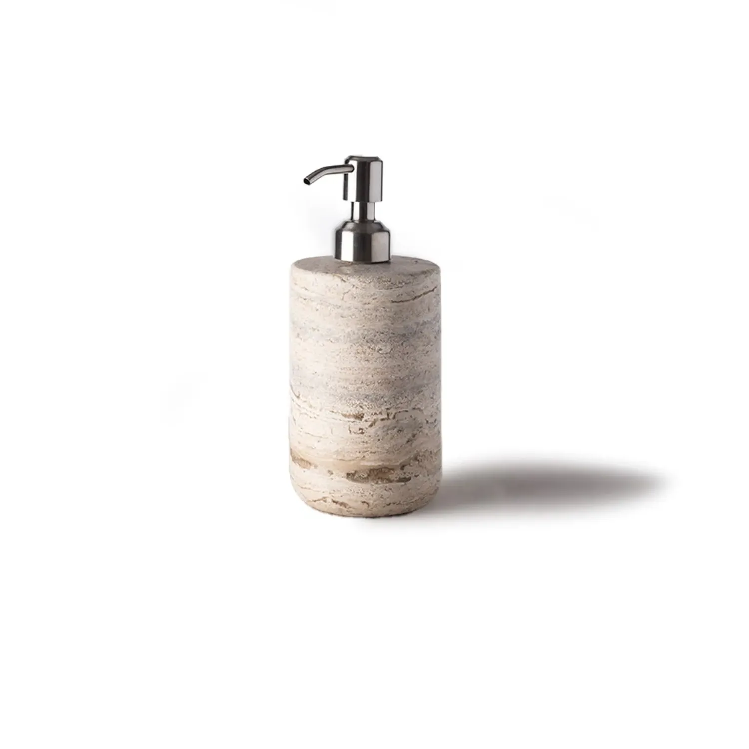 Less Is More High Dispenser - White, Travertine Marble