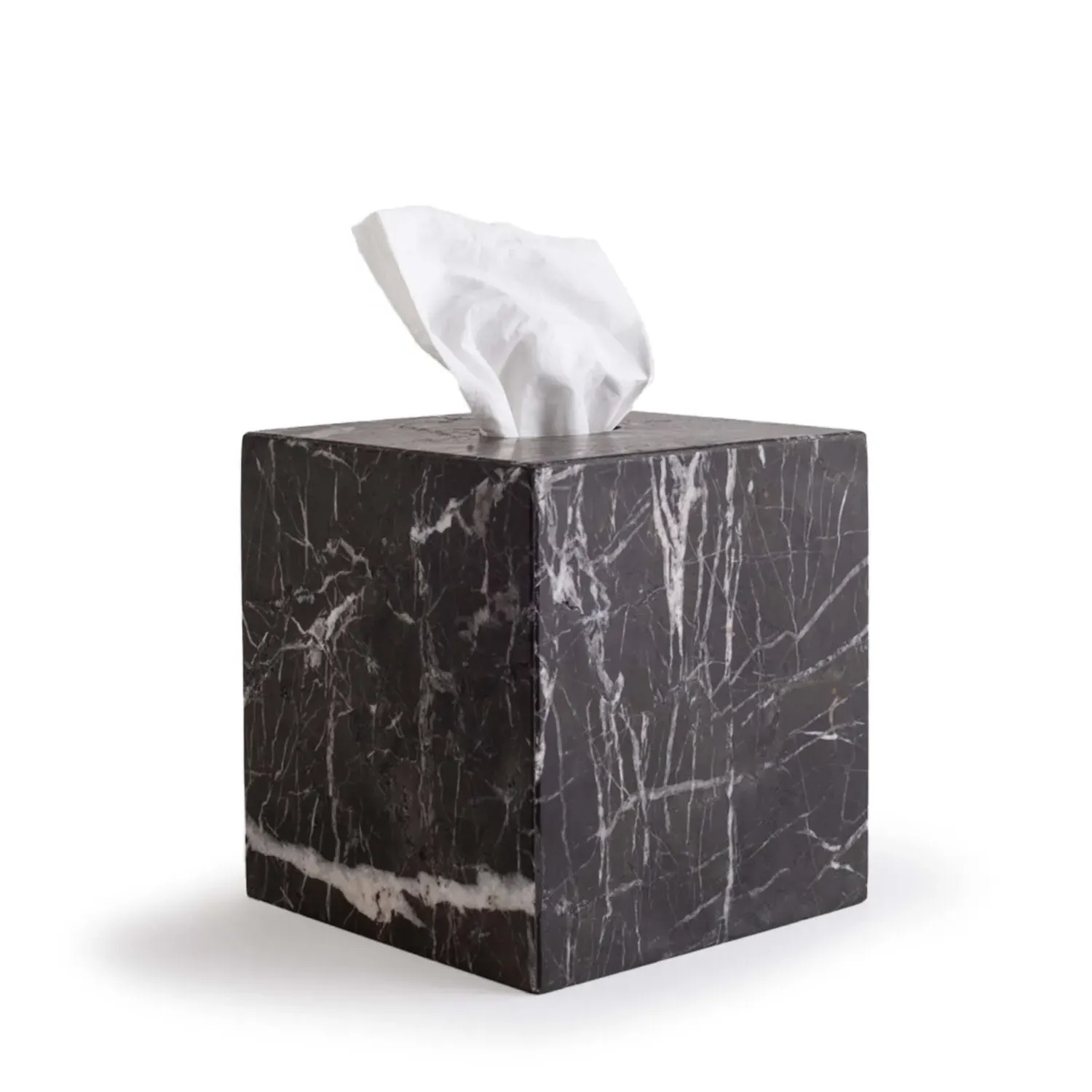 Less Is More Tissue Box - Black, Marble image