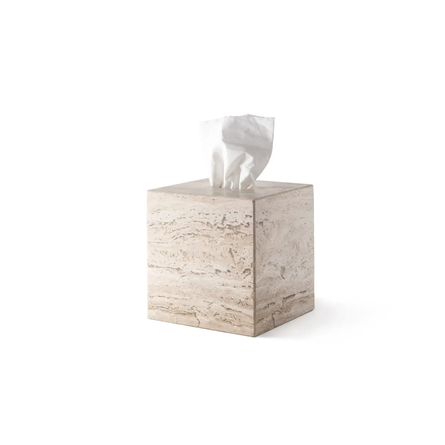 Less Is More Tissue Box - Travertine Marble