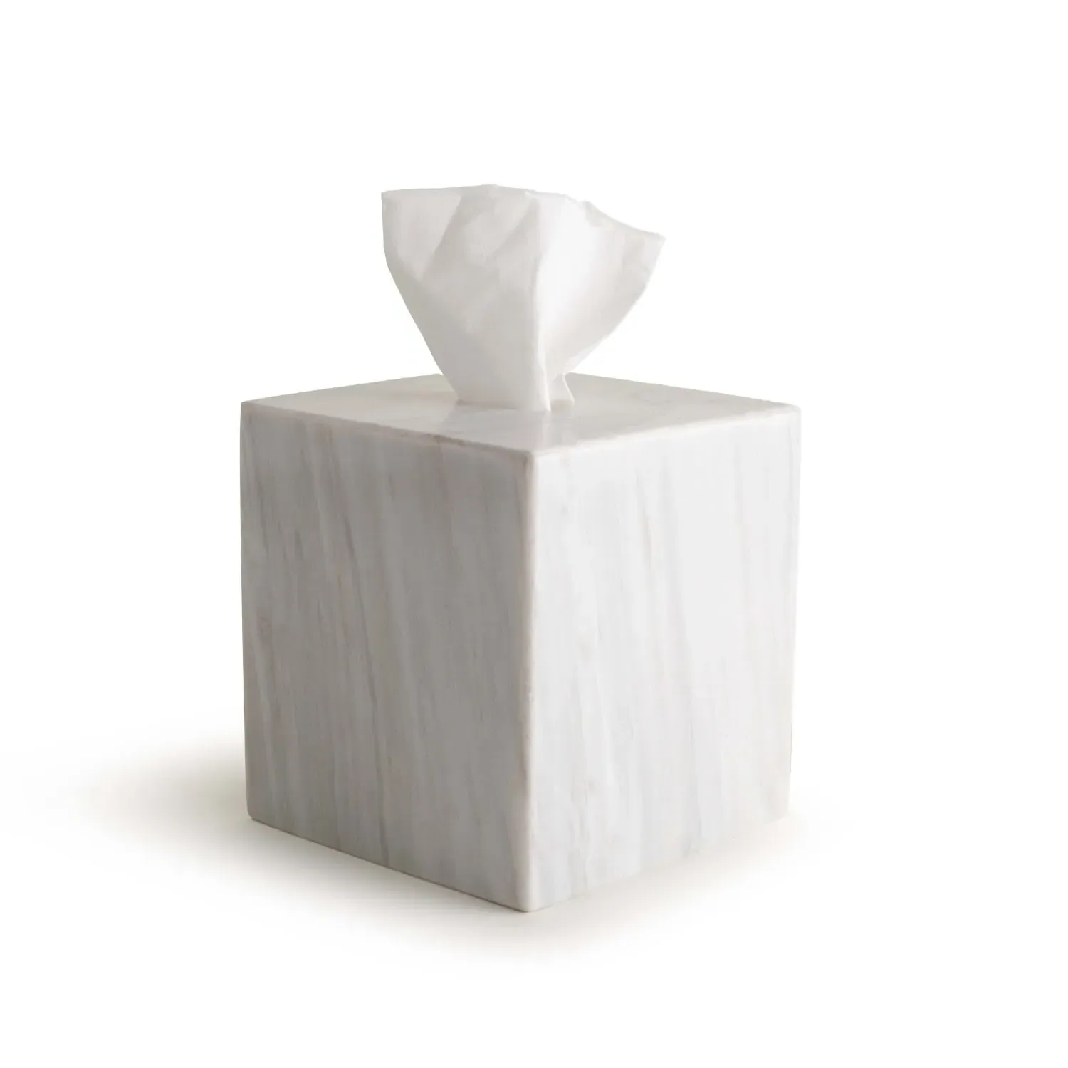 Less Is More Tissue Box - White, Marble