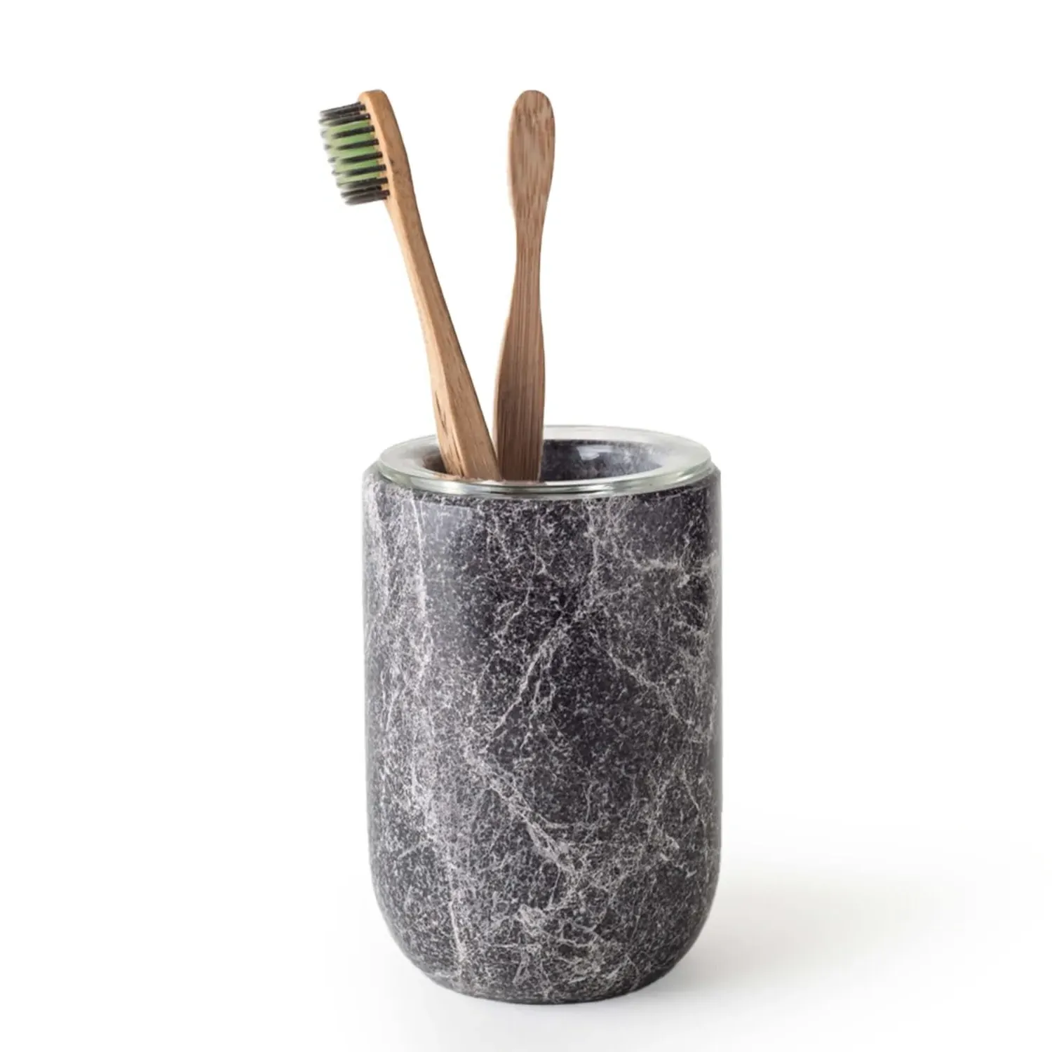 Less Is More Toothbrush Holder - Black, Marble image