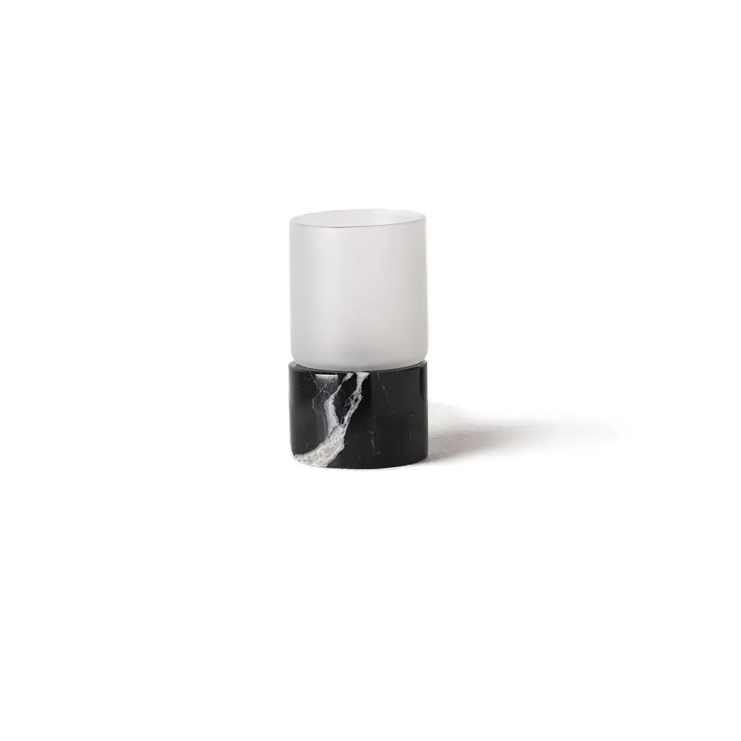 Mini Quinque Tea Light Holder - Black, Marble