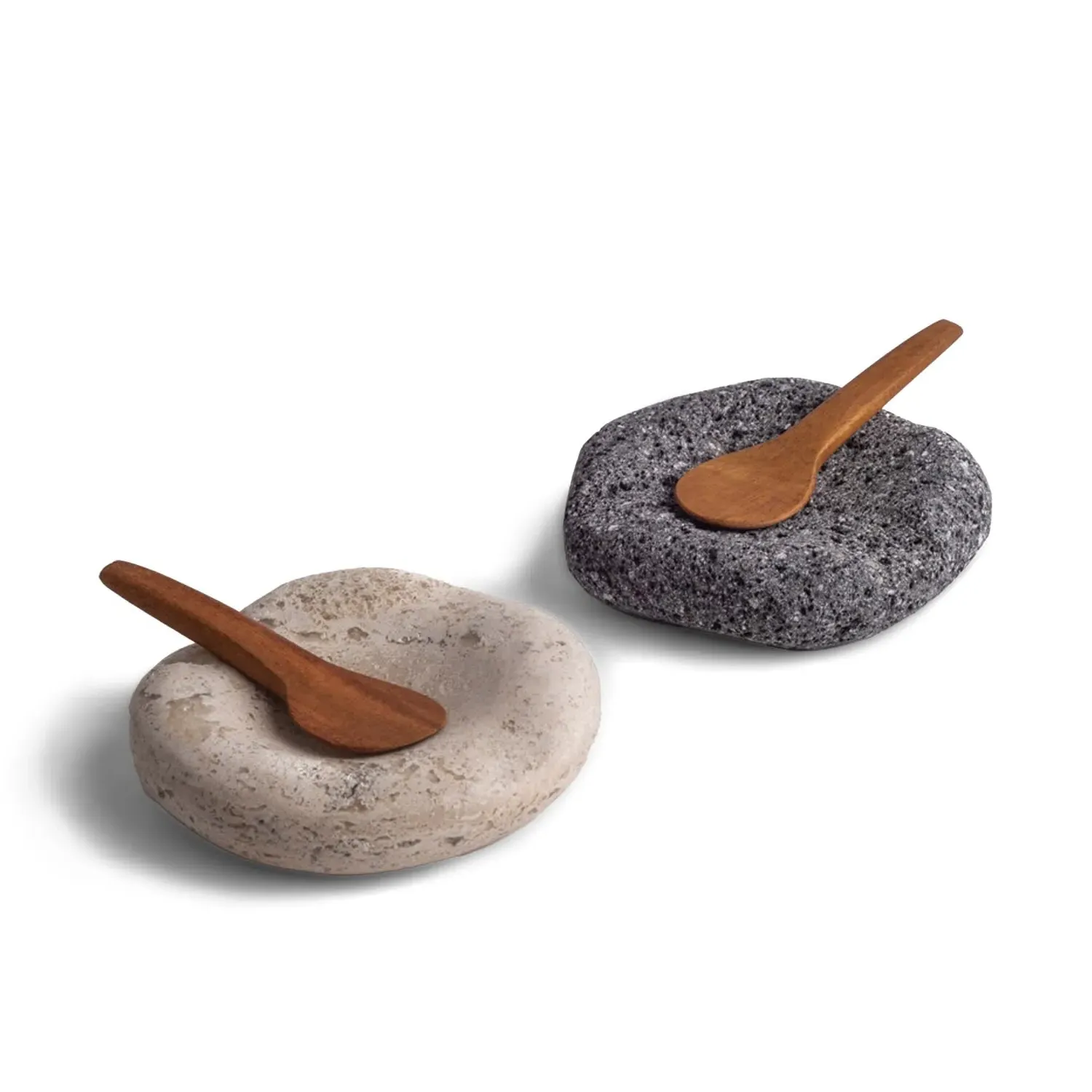 Neutrals Pebbles Salt Shaker Set with Spoons - Mixed Stone