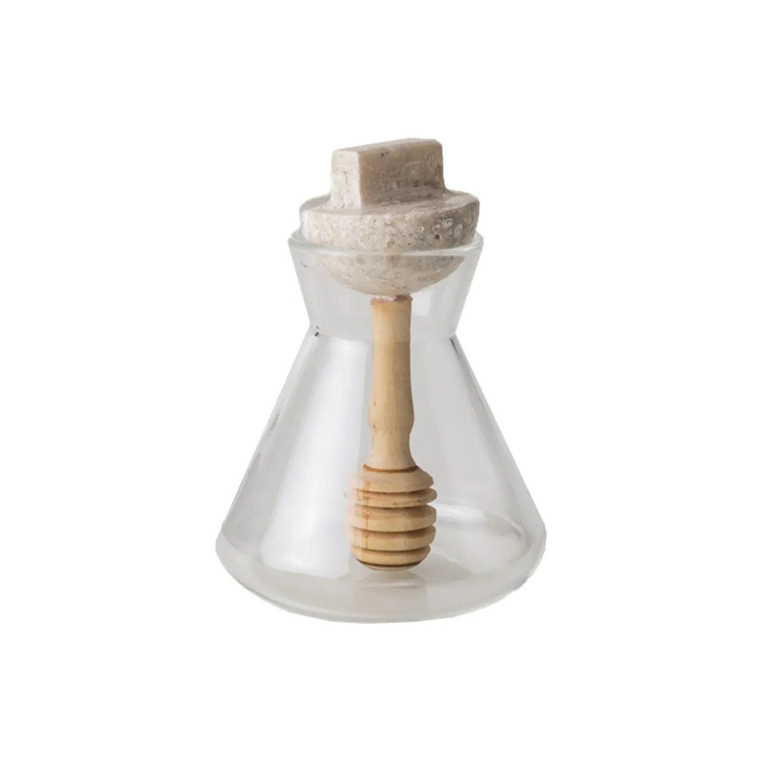 Orejas Honey Pot Container - Blue, Travertine Marble