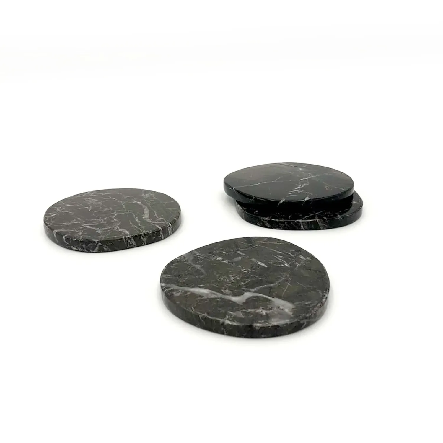 Pebbles Coasters Set - Black, Marble image