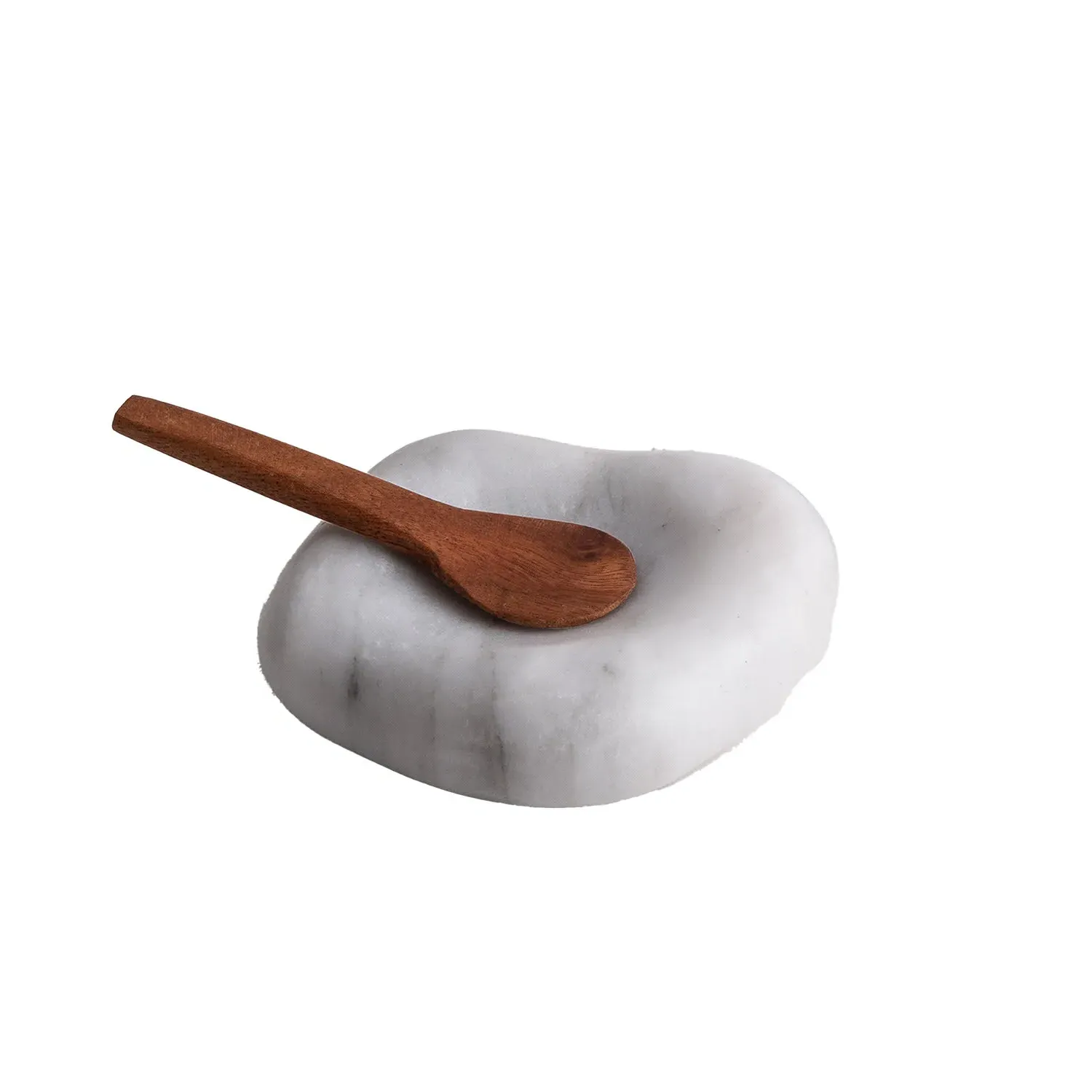 Pebbles Salt Shaker with Spoon - White, Marble image