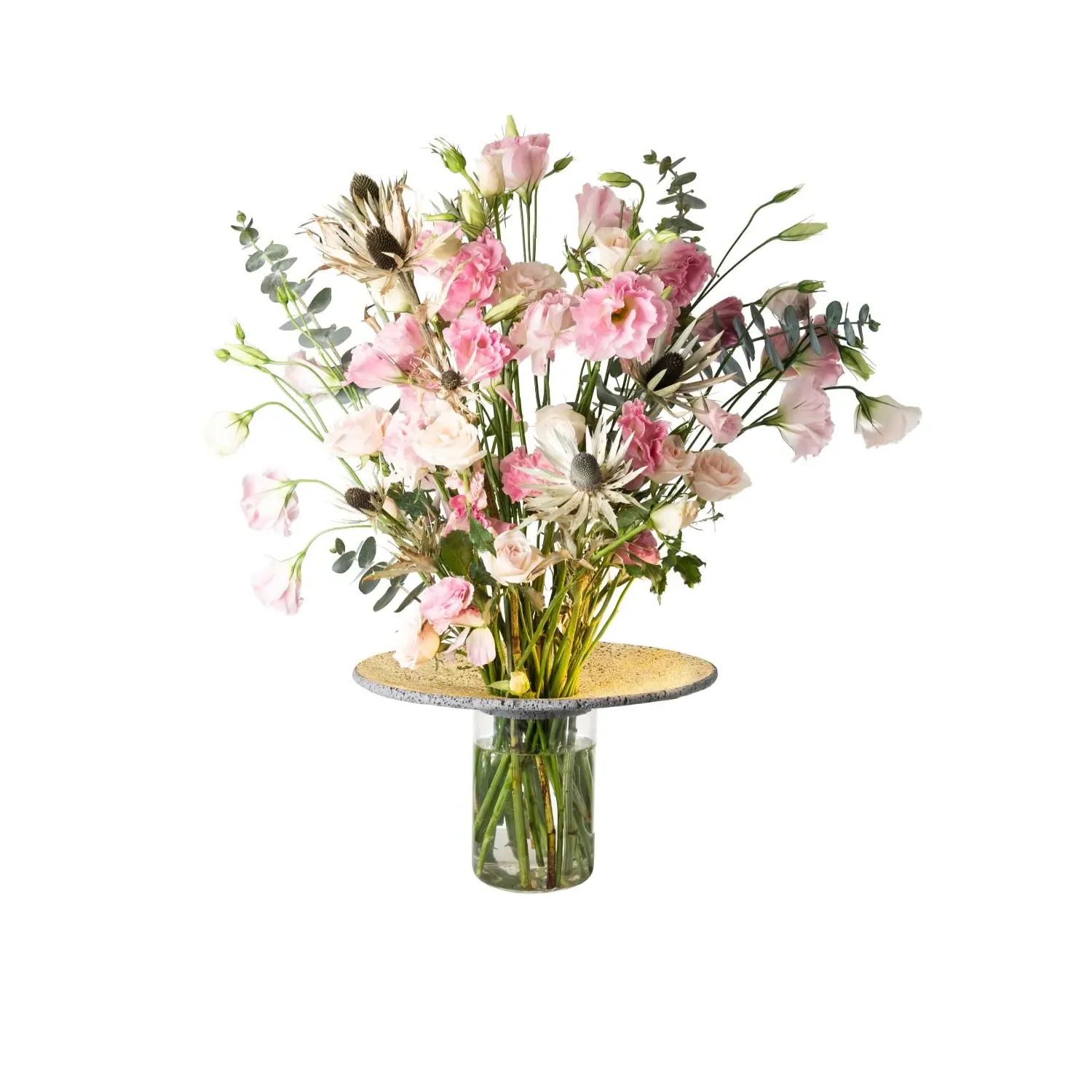 Pele Low Vase - Gold, Lava Stone