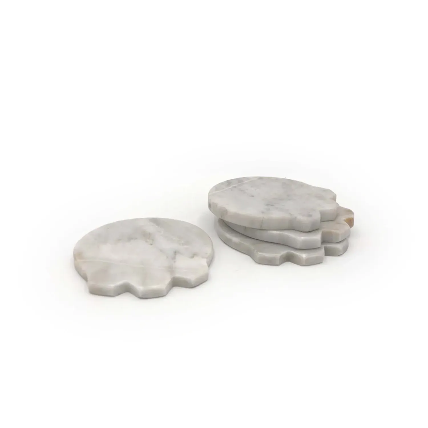 Tauro Coasters Set - White, Marble