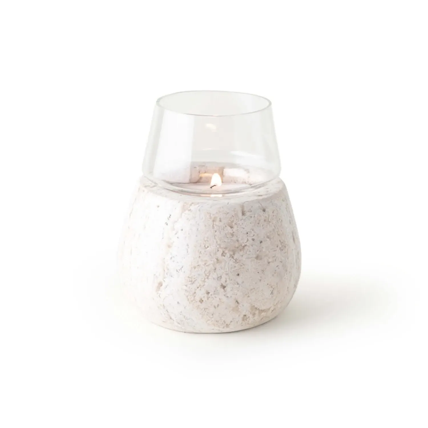 Vaina Large Candle Holder - Travertine, Marble