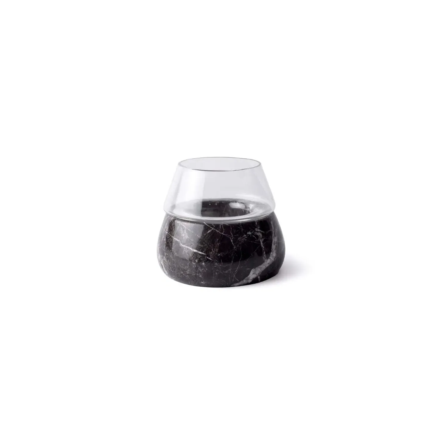 Vaina Medium Candle Holder - Black, Marble