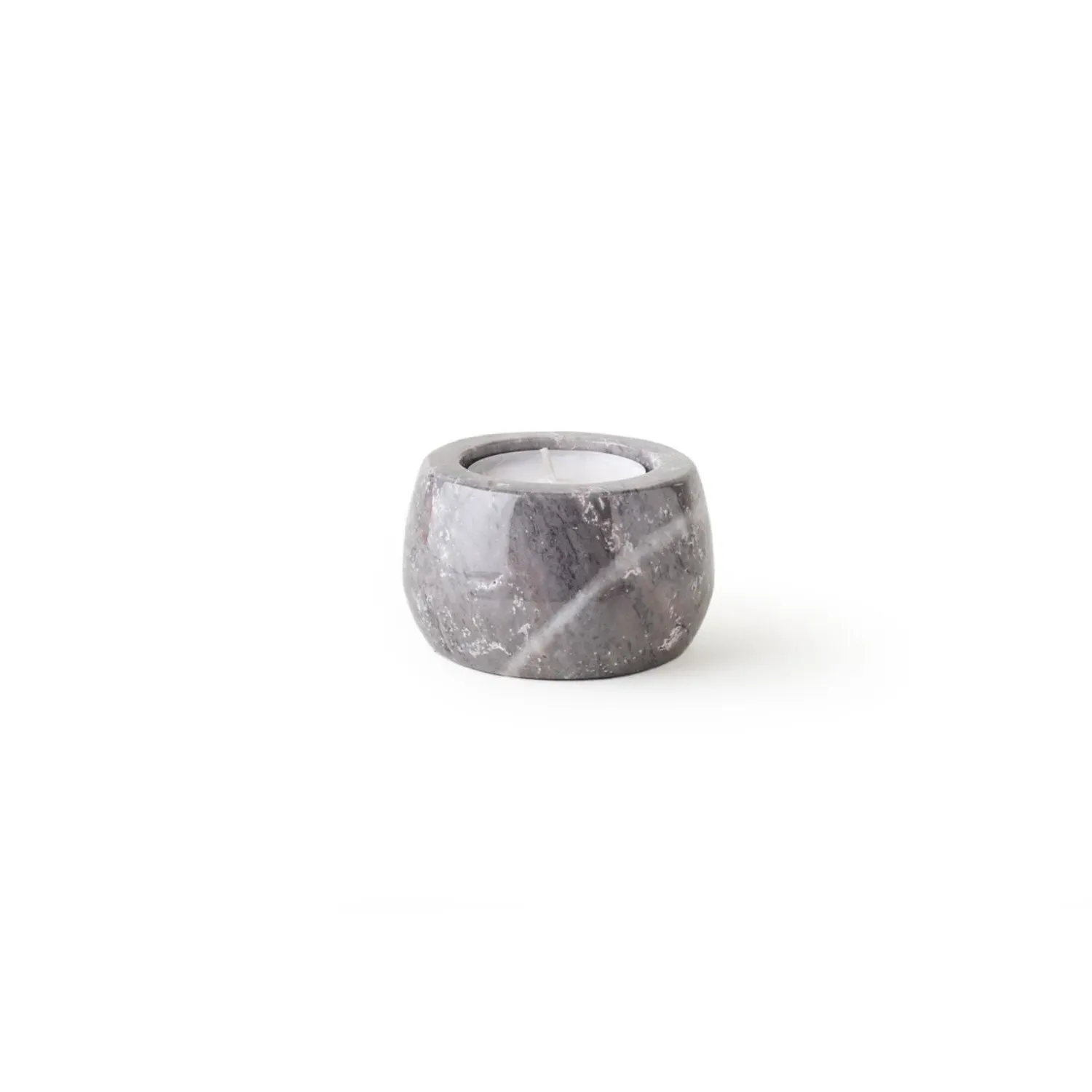 Vaina Medium Candle Holder - Grey, Marble image